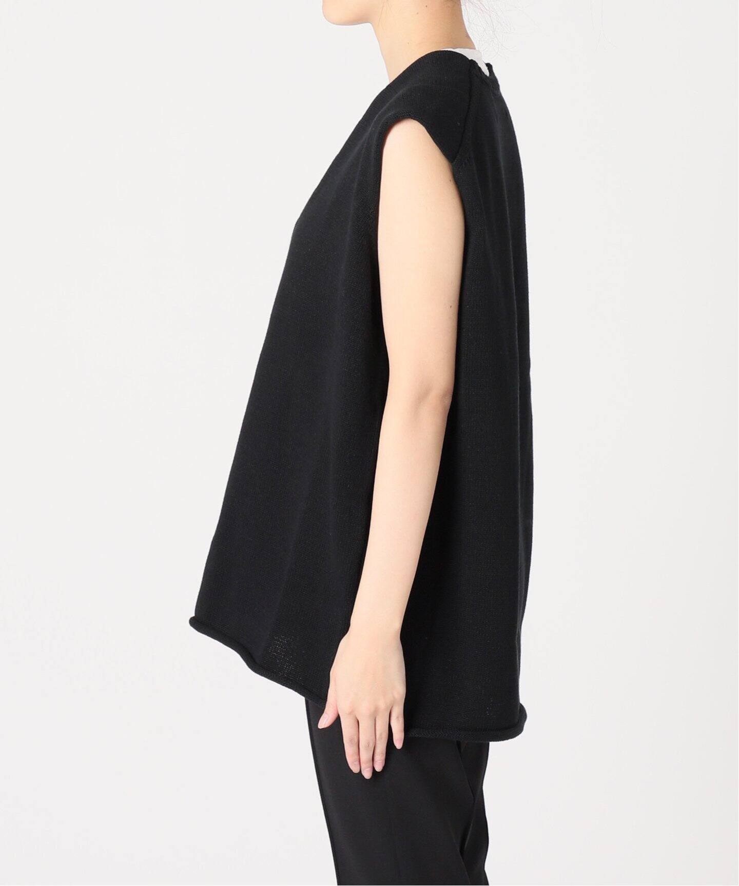 INSCRIRE/アンスクリア】Cotton V Neck No Sleeve Knit（ベスト 