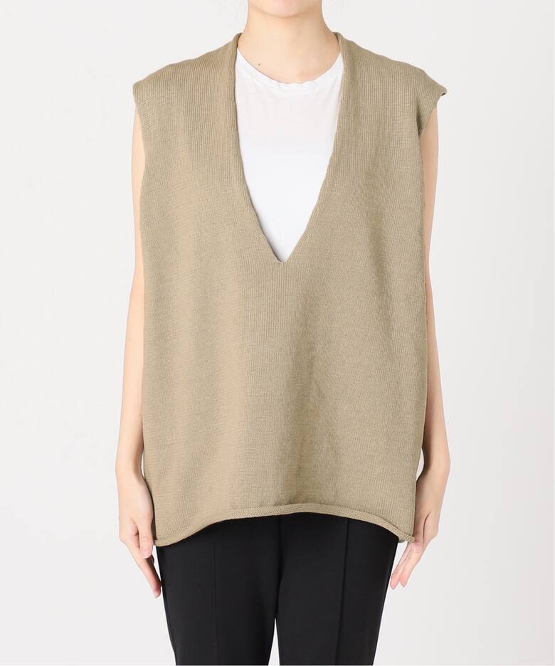 INSCRIRE/アンスクリア】Cotton V Neck No Sleeve Knit（ベスト 