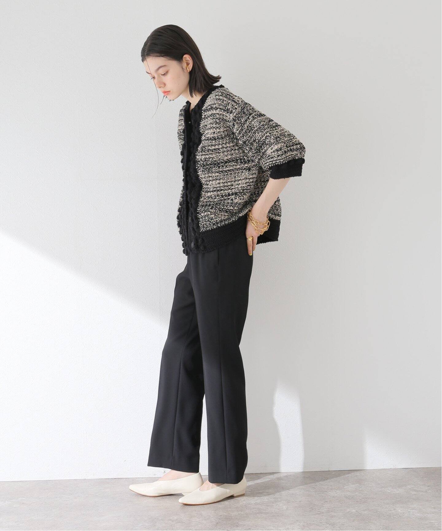 CLANE / クラネ】DOT LINE HALF SLEEVE KNIT CARDIGAN（ニット 
