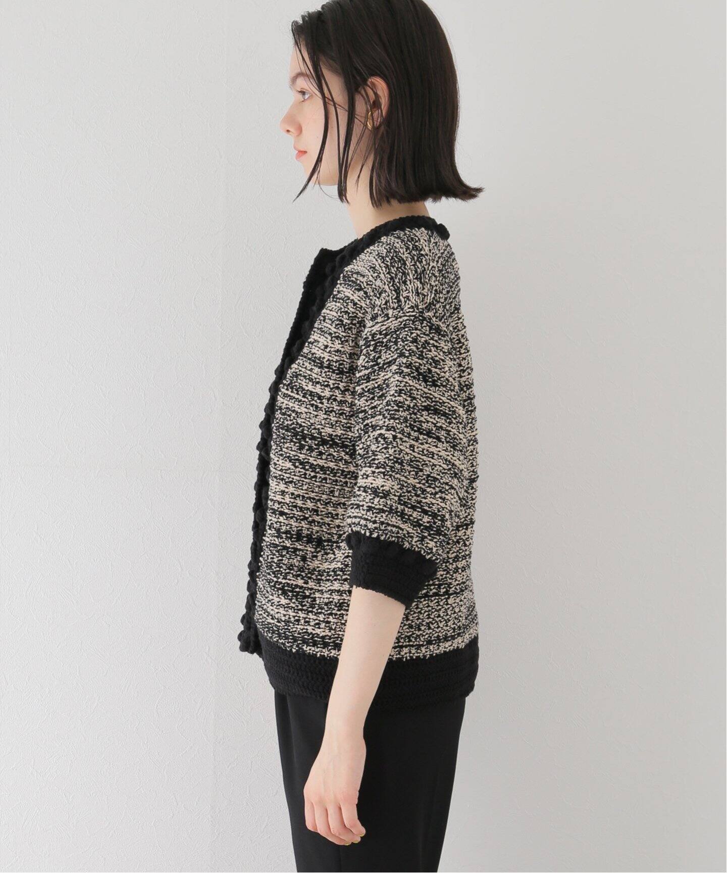 CLANE / クラネ】DOT LINE HALF SLEEVE KNIT CARDIGAN（ニット 