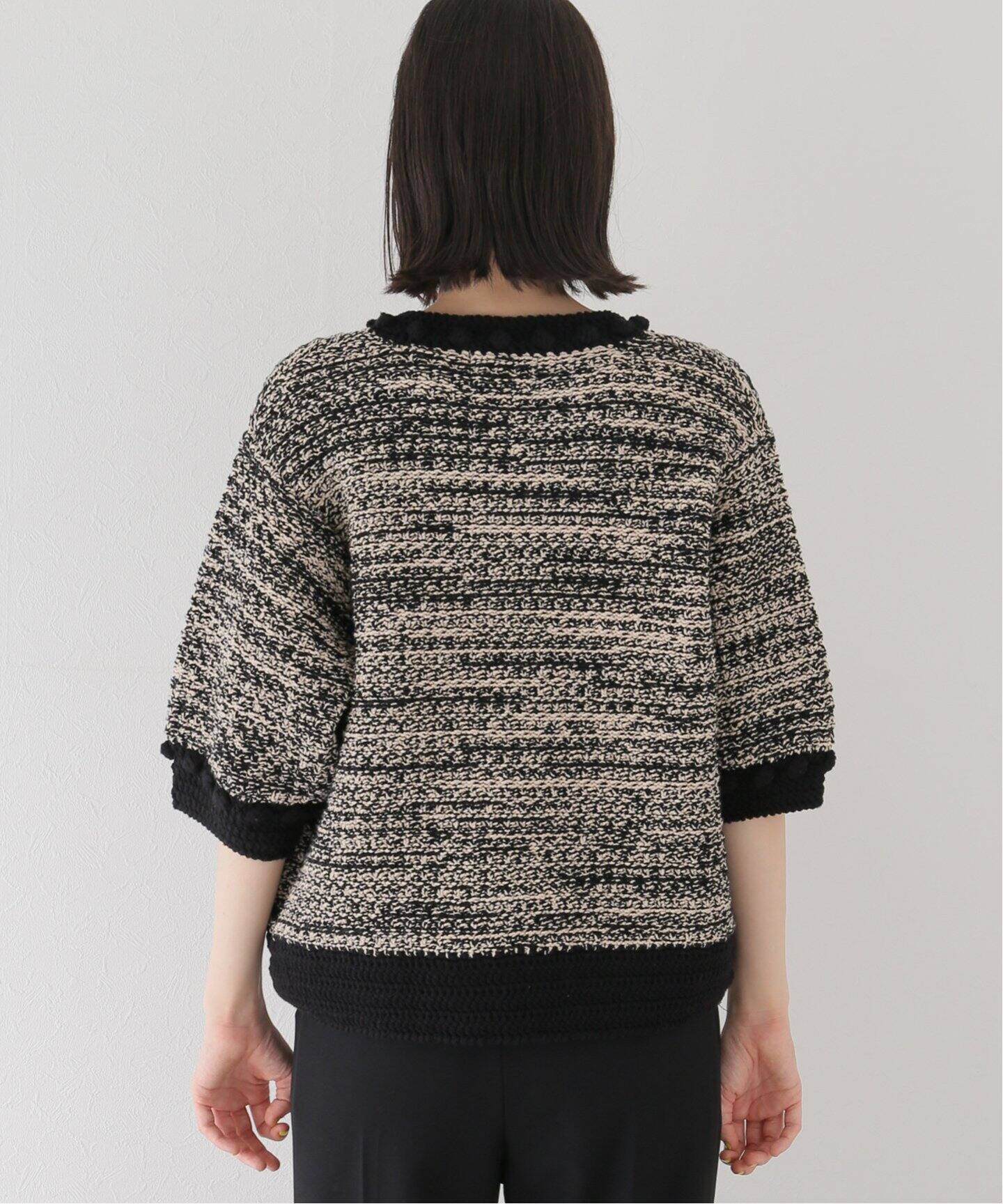 CLANE / クラネ】DOT LINE HALF SLEEVE KNIT CARDIGAN（ニット 