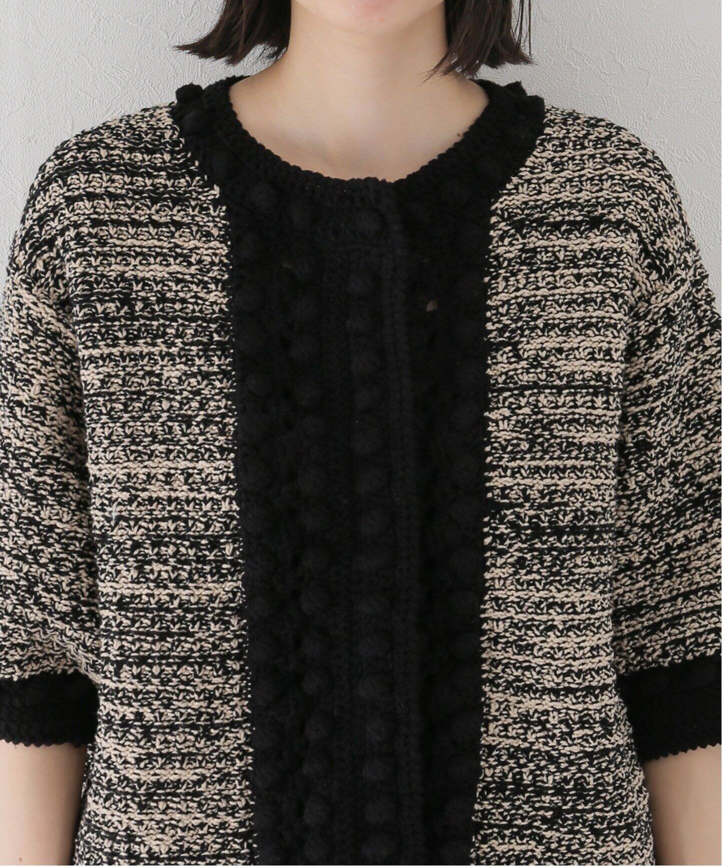 CLANE / クラネ】DOT LINE HALF SLEEVE KNIT CARDIGAN（ニット  
