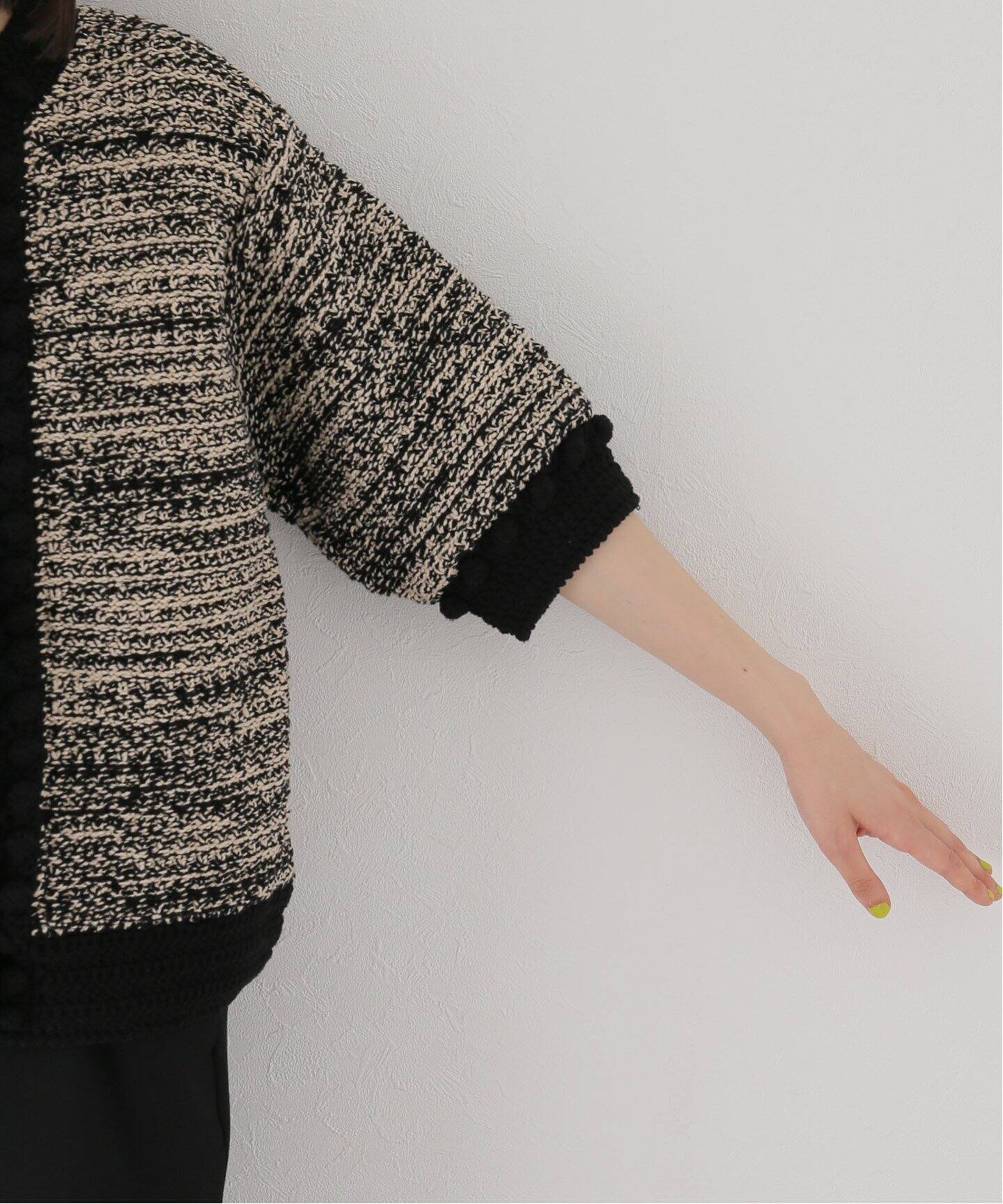 CLANE / クラネ】DOT LINE HALF SLEEVE KNIT CARDIGAN（ニット 