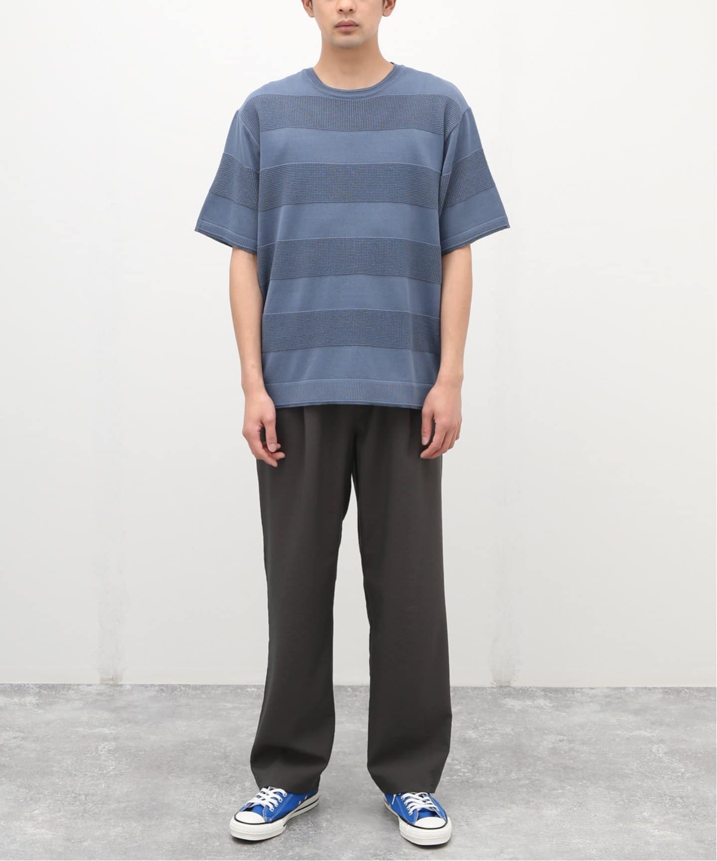 【ベージュ】HT-C/AC BORDER KNITTEE