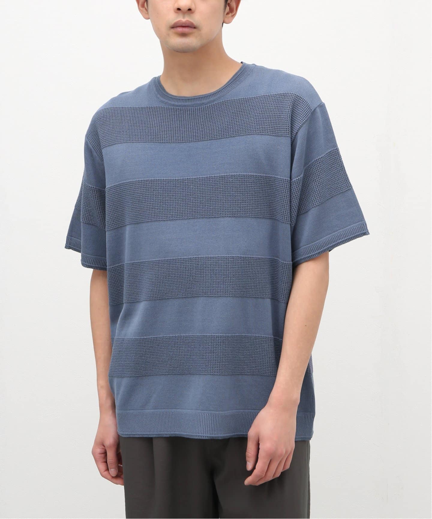 【ベージュ】HT-C/AC BORDER KNITTEE