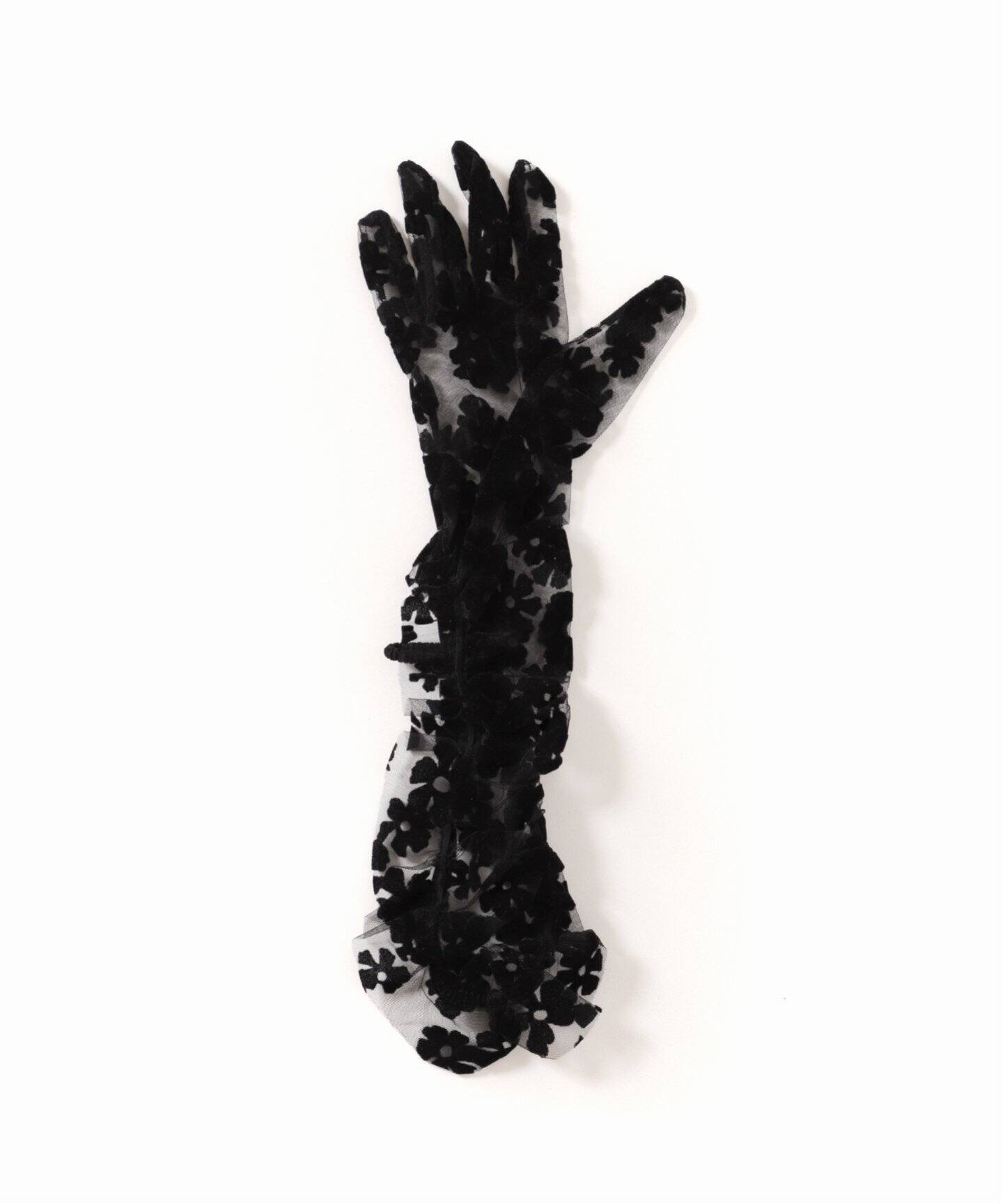 YUHAN WANG フローラルレースグローブ　黒 YUHAN WANG/ユハン ワン】floral flocked gloves（手袋）｜EDIT
