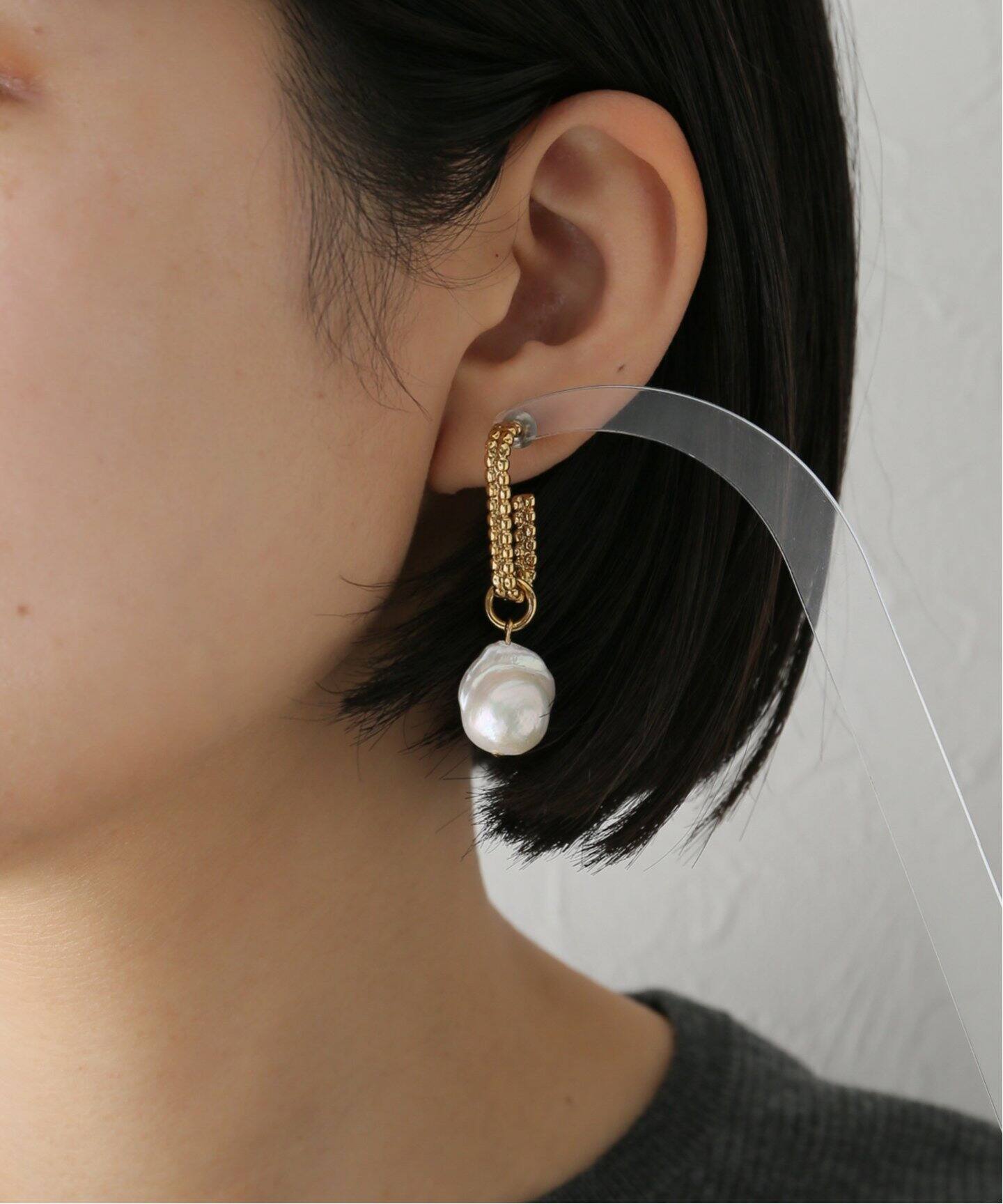 ADER.bijoux/アデル ビジュー】CUTSTEEL baroque pearl chain（ピアス 