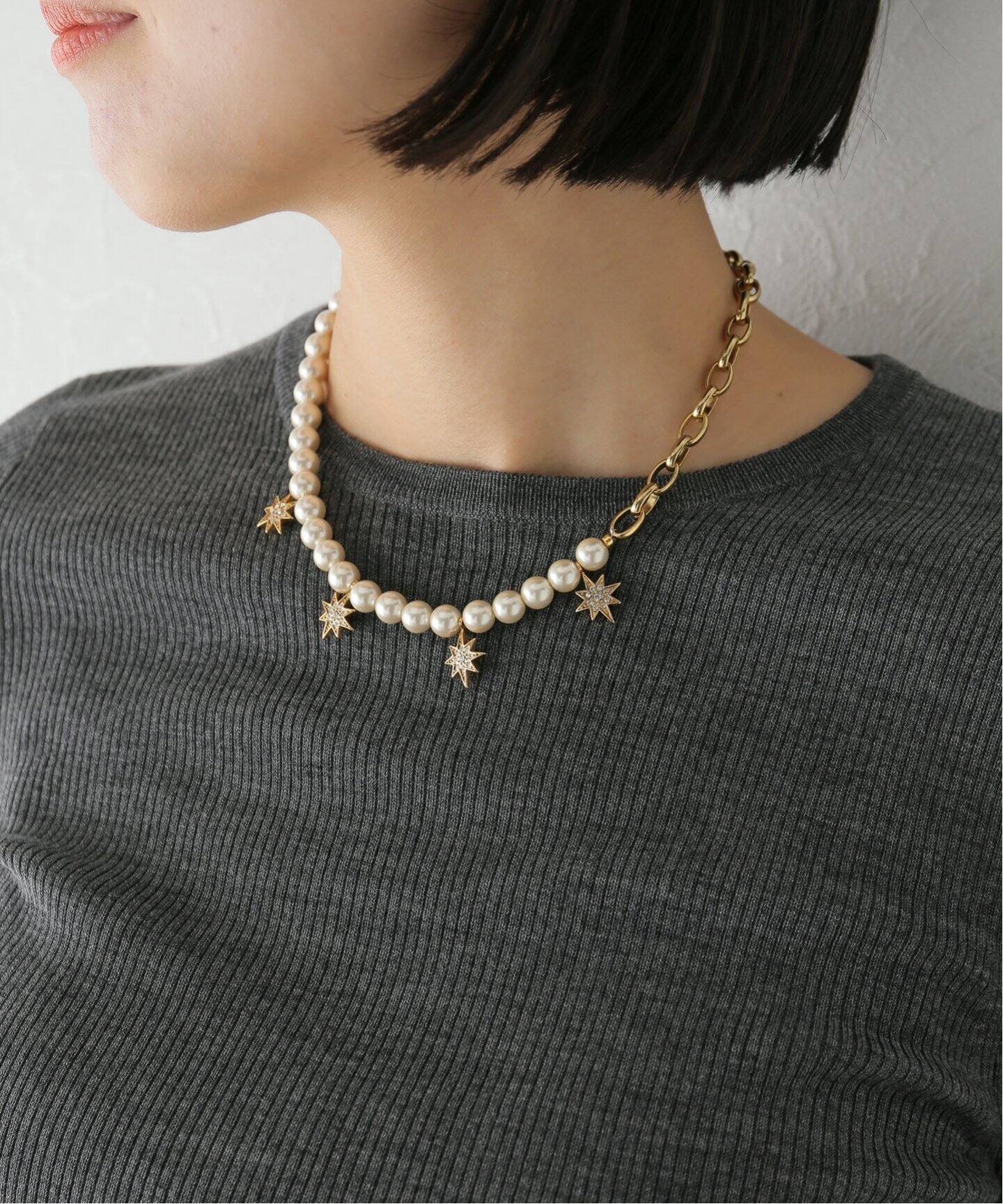 ADER.bijoux/アデル ビジュー】STAR pearl chain necklace（ネックレス  