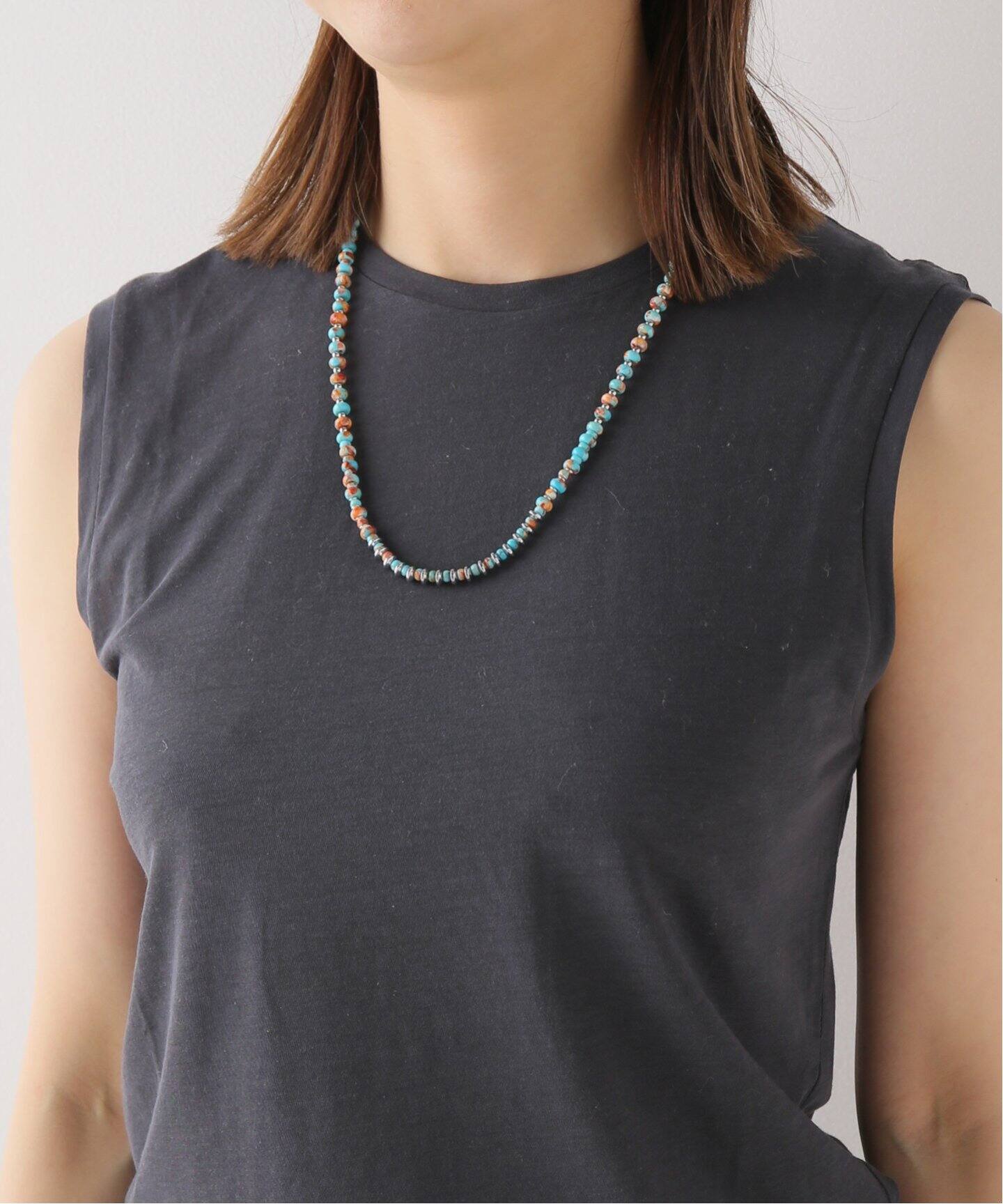 mikia/ミキア】 turquoise red shell hematite necklace（ネックレス 