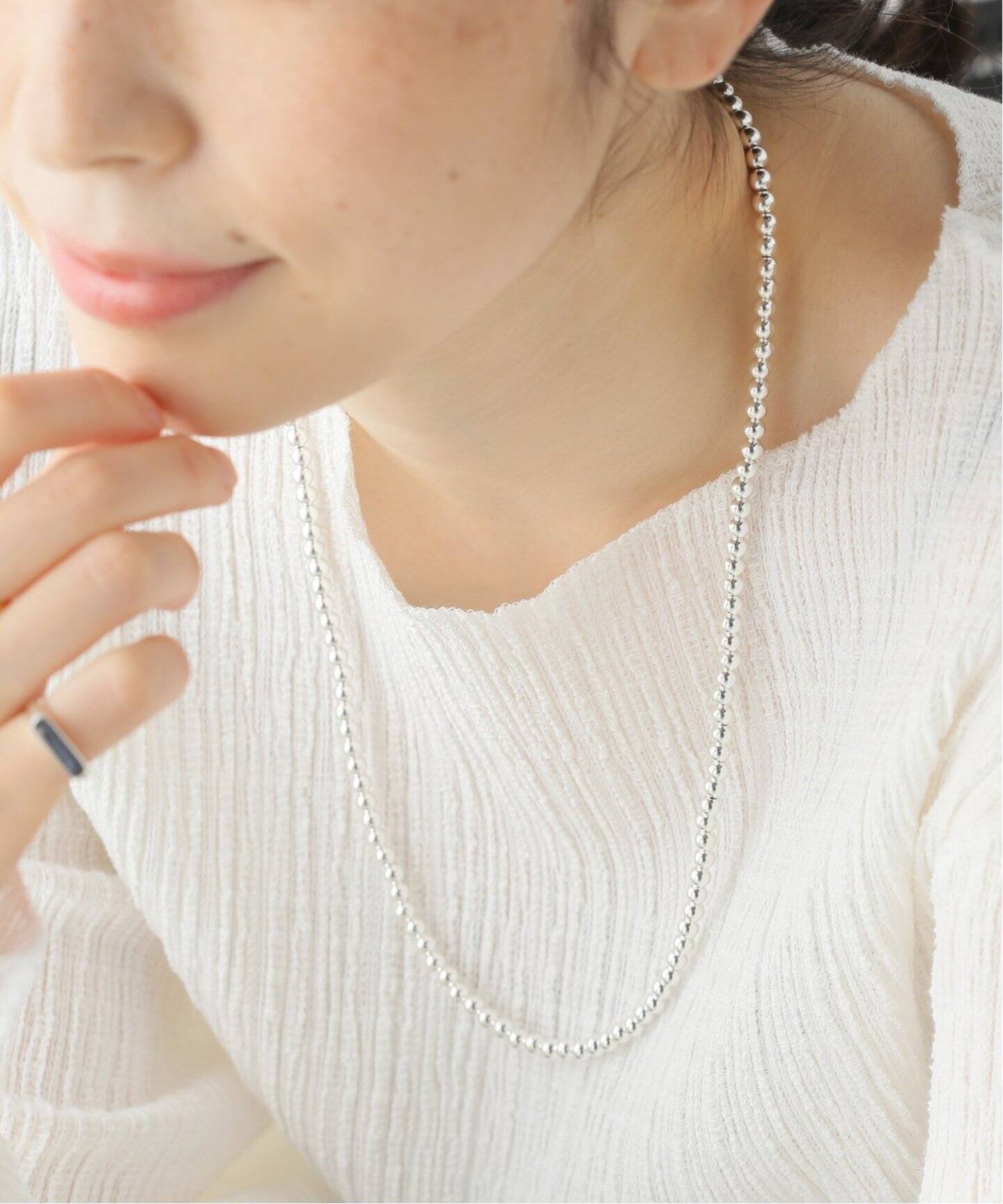 INDIAN JEWELRY 5mm シャイニービーズネックレス24インチ