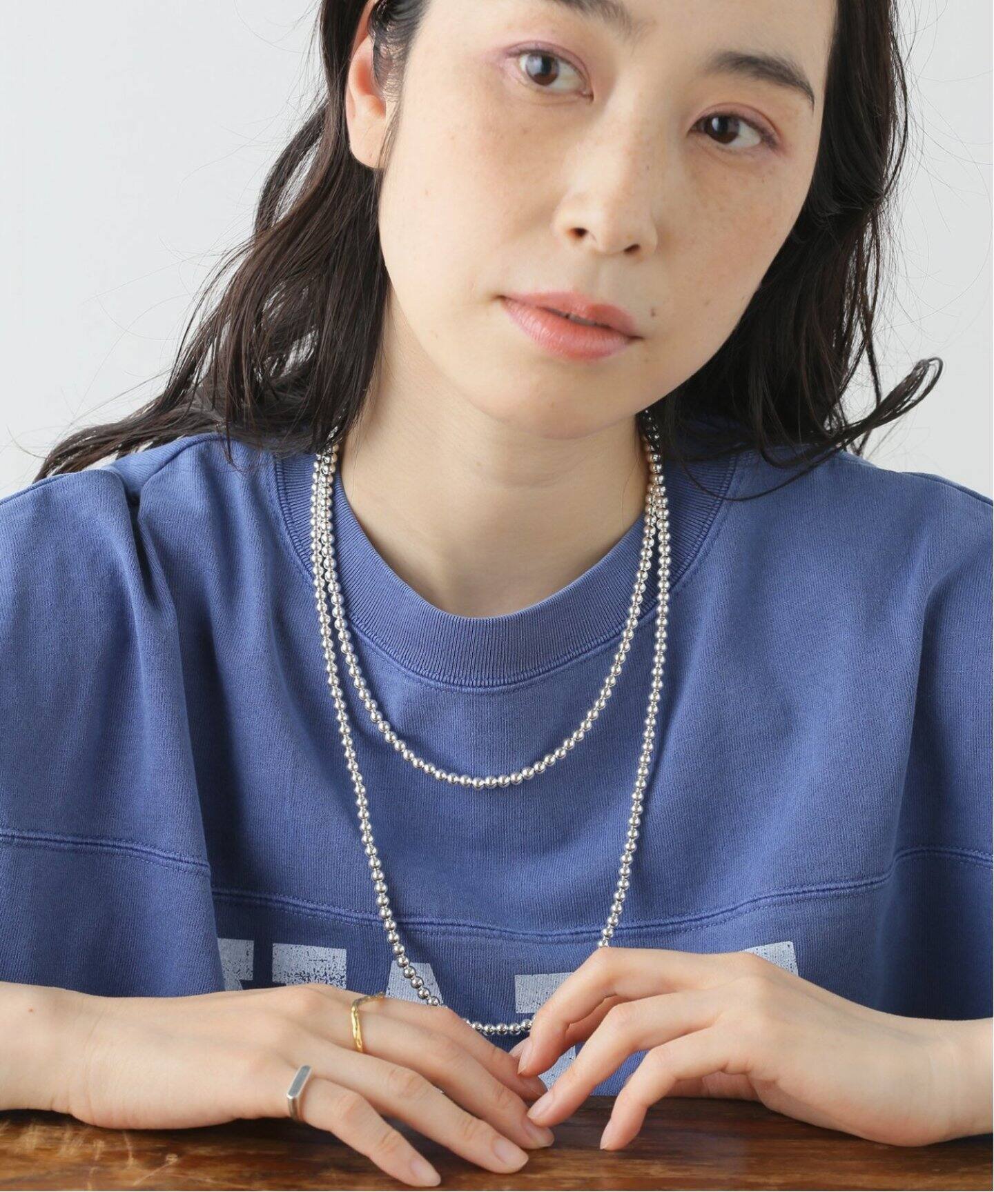 INDIAN JEWELRY 5mm シャイニービーズネックレス44インチ（ネックレス 
