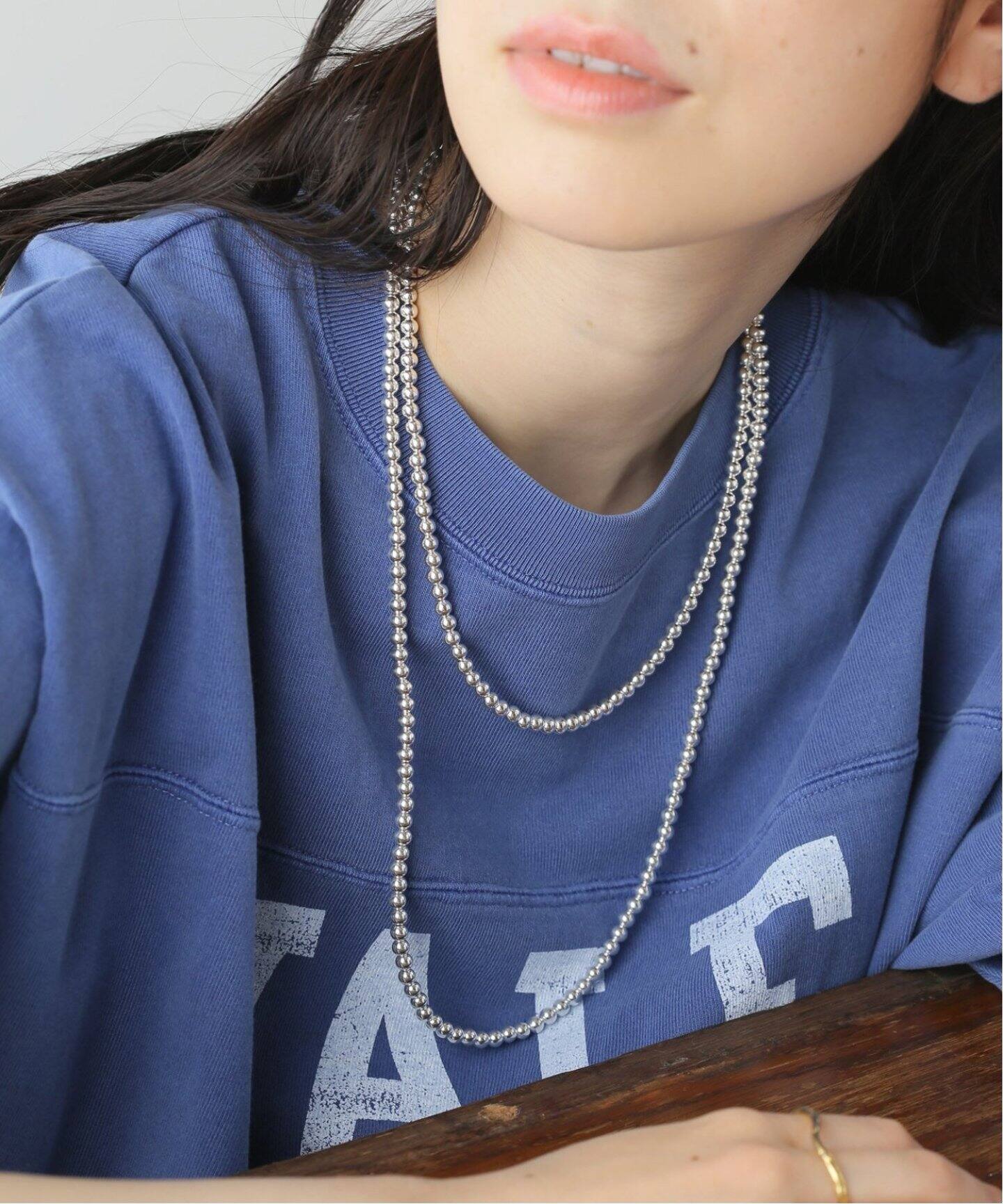 INDIAN JEWELRY 5mm シャイニービーズネックレス44インチ（ネックレス 