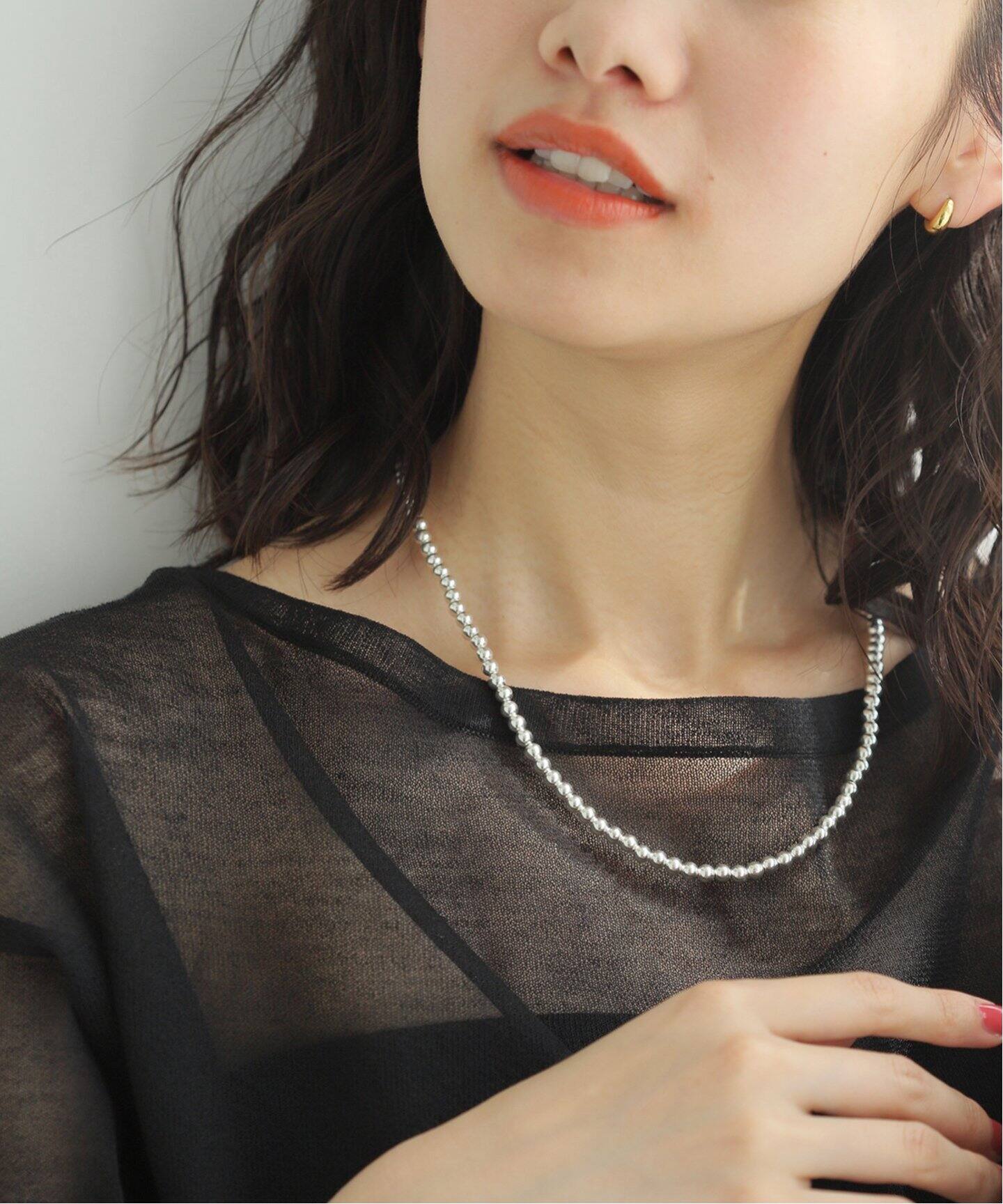 ≪追加≫INDIAN JEWELRY 5mm シャイニービーズネックレス20インチ 