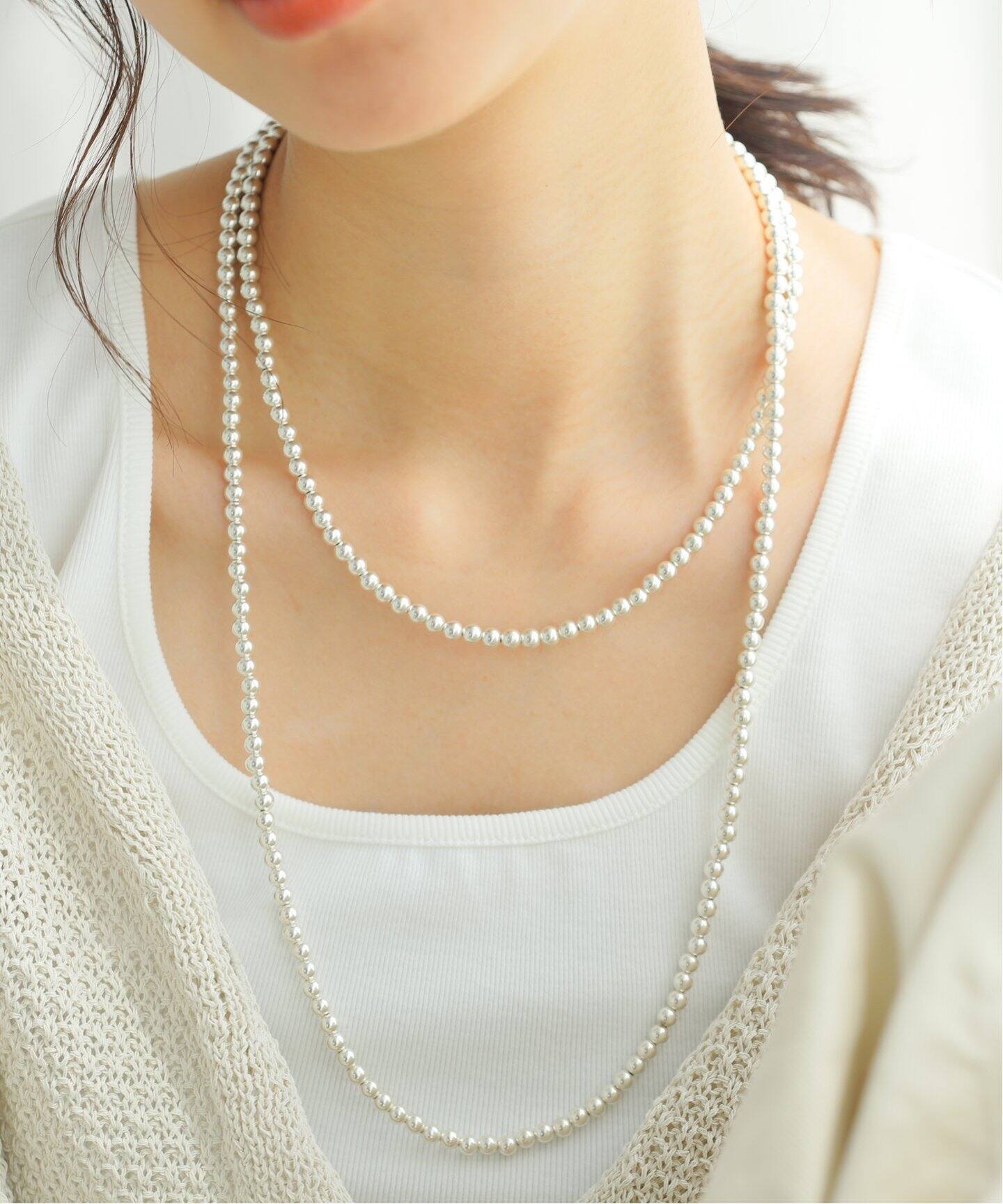 ≪追加≫INDIAN JEWELRY 5mm シャイニービーズネックレス44インチ  