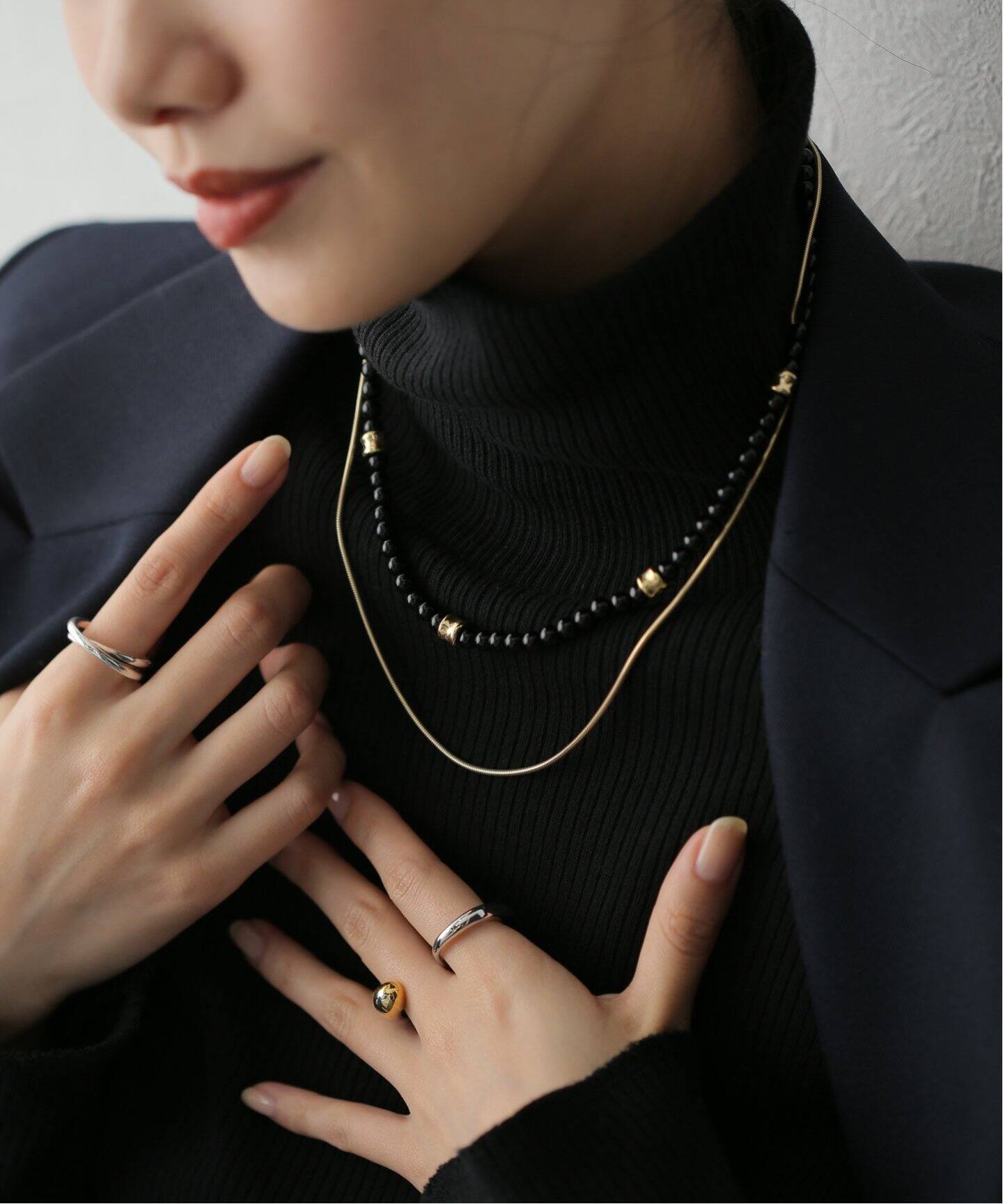SAPIR BACHAR/サピア バシャール】GOLD ONYX TWIST NECKLACE  