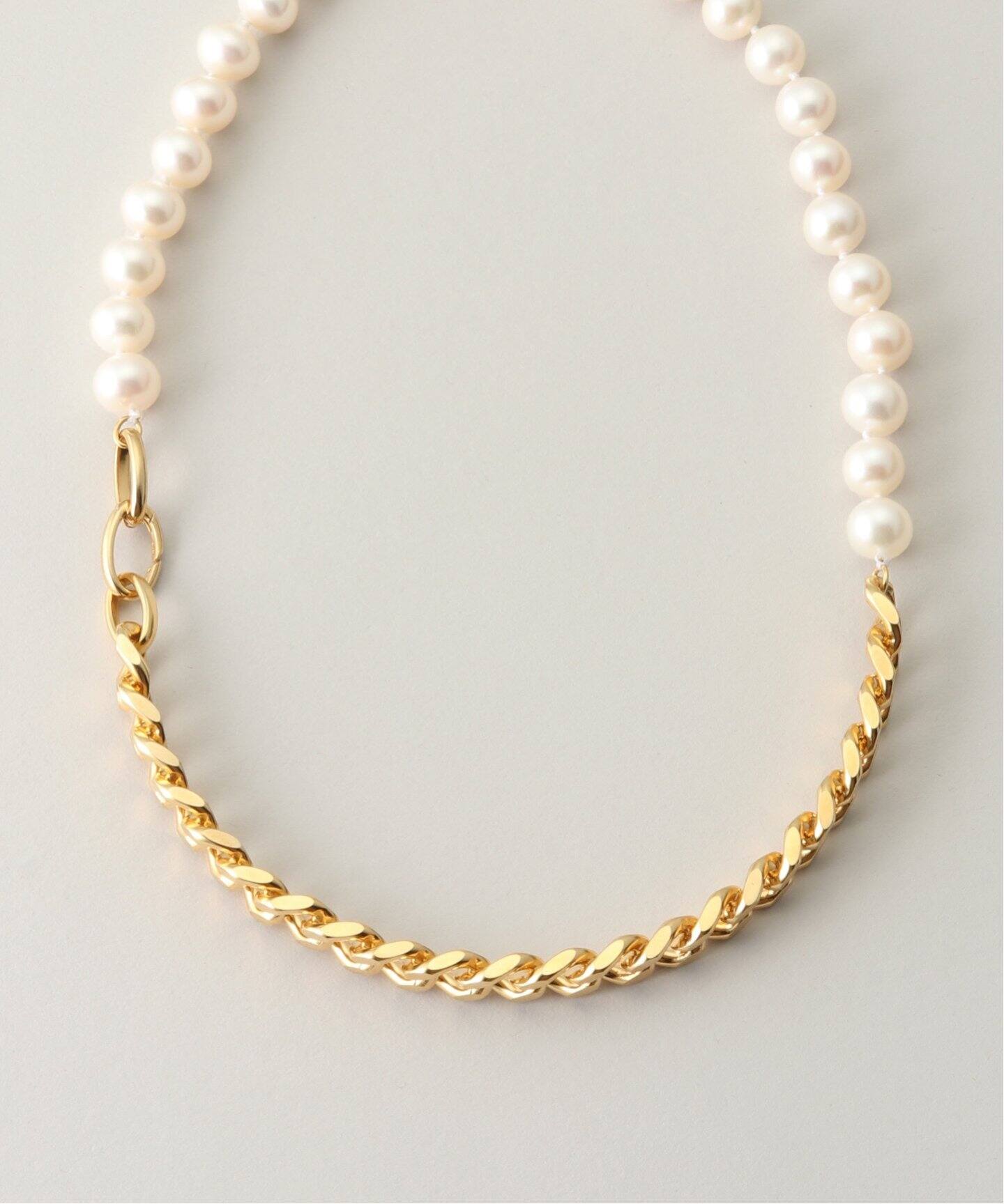 enasoluna/エナソルーナ】Pearl and chain necklace：ネックレス 