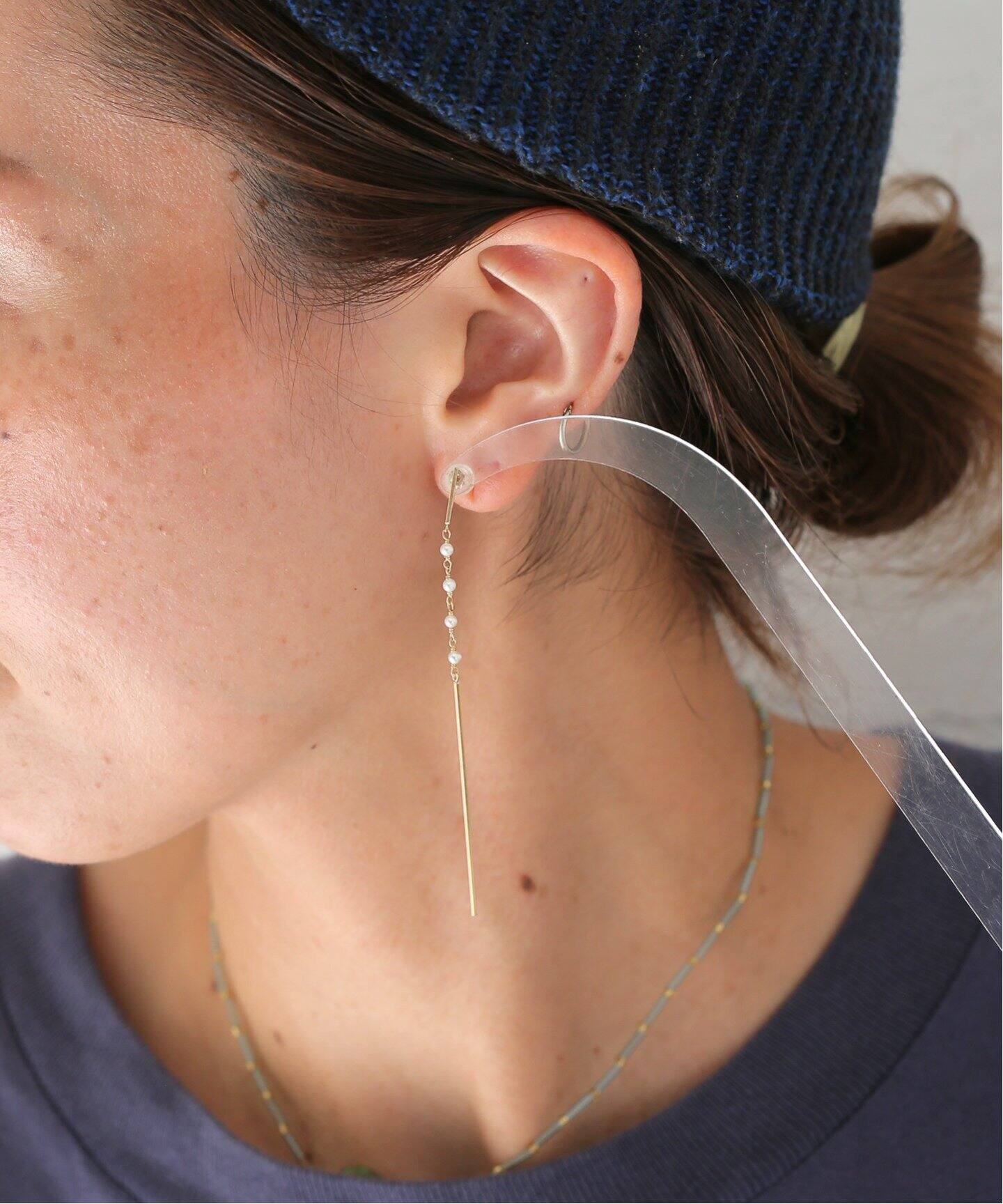 enasoluna/エナソルーナ】Pearl Line earrings：ピアス(両耳)（ピアス 