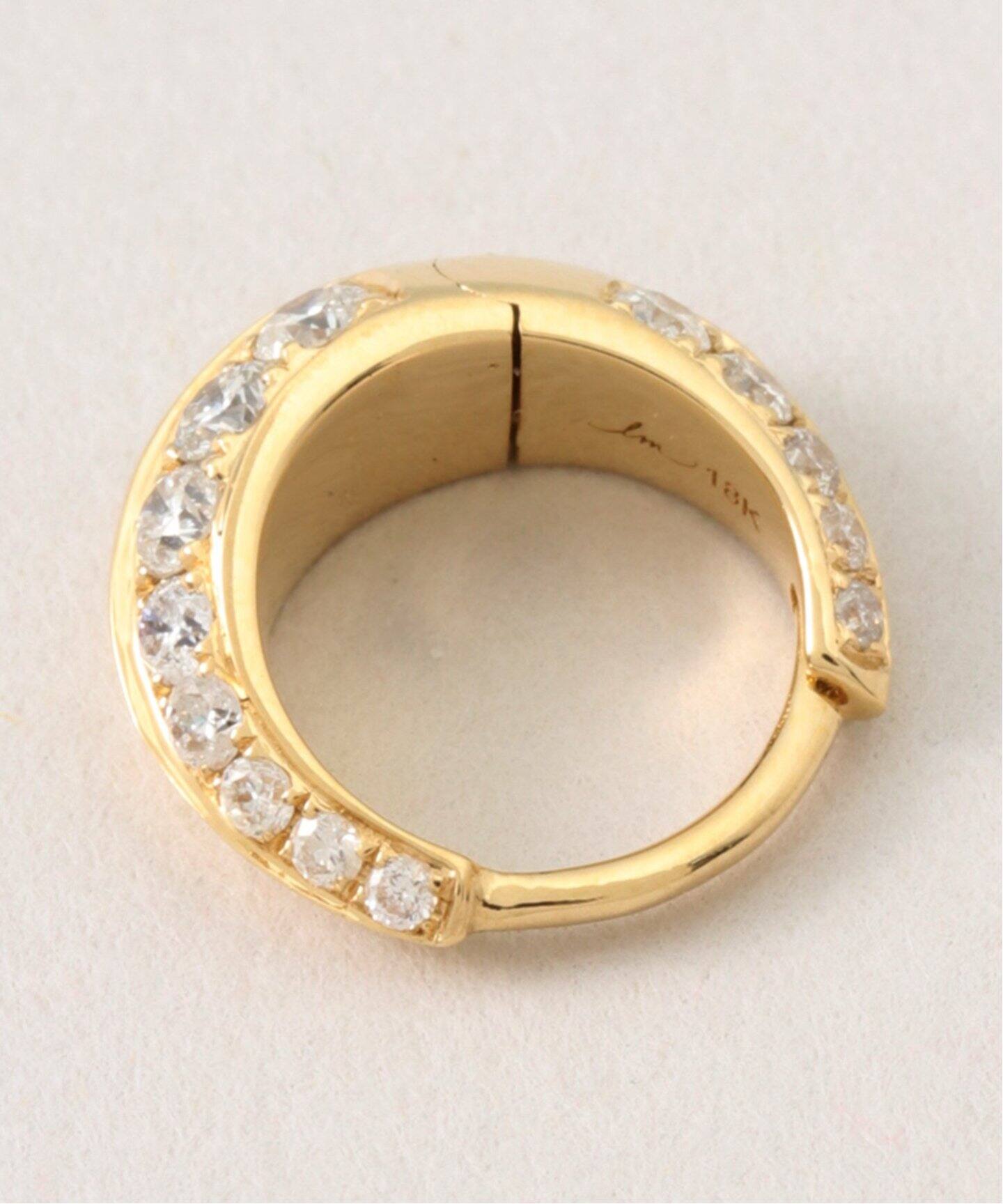 LIZZIE MANDLER/リジーマンドラー】18K DIAMOND CRESCENT HOOP ピアス 