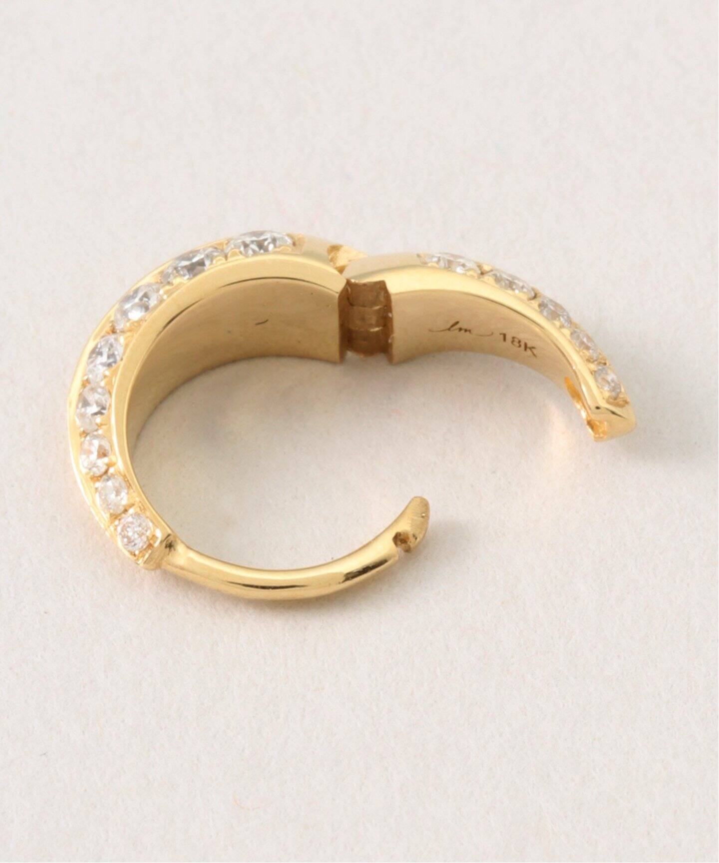 LIZZIE MANDLER/リジーマンドラー】18K DIAMOND CRESCENT HOOP ピアス 