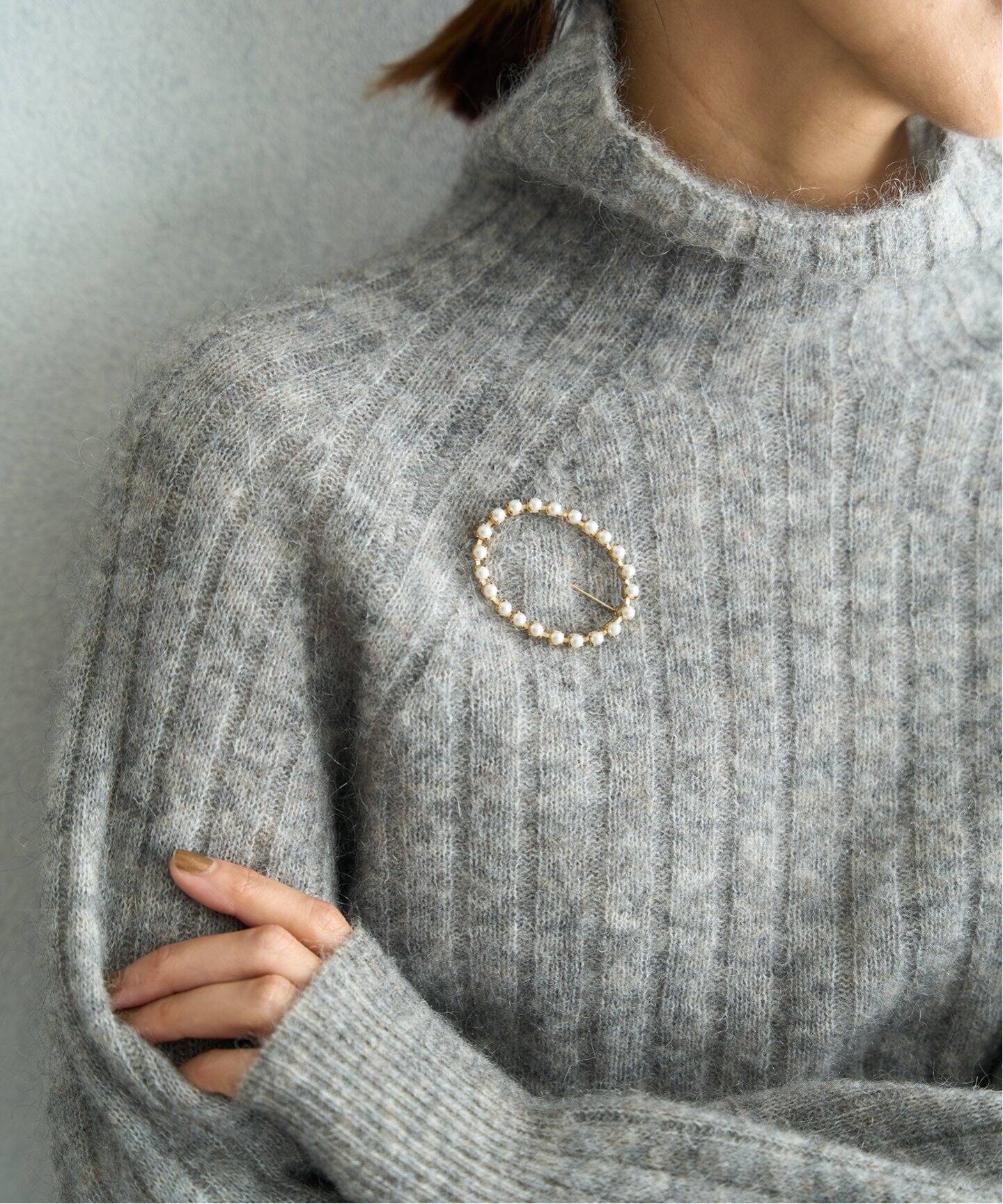 Junco Paris/ジュンコパリ】big oval resin pearl brooch ブローチ 