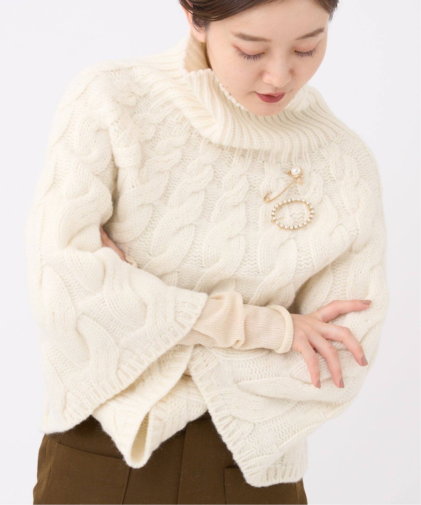 Junco Paris/ジュンコパリ】big oval resin pearl brooch ブローチ 
