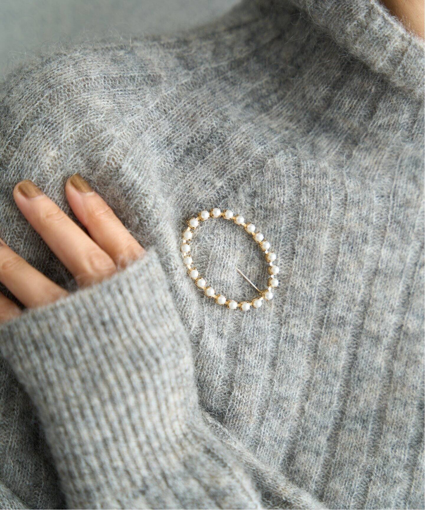 Junco Paris/ジュンコパリ】big oval resin pearl brooch ブローチ 