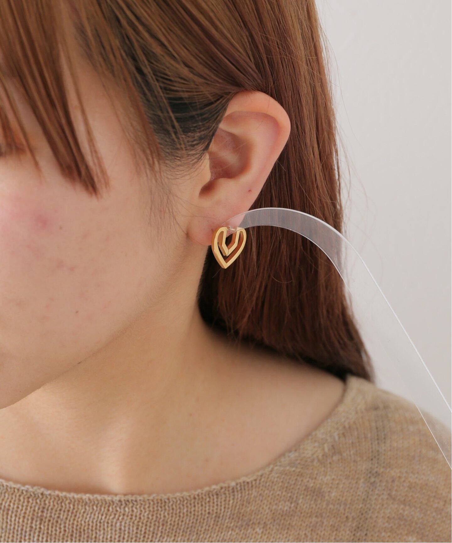 PLOW /プラウ】Hug Heart Hoop Pierce (S)（ピアス（両耳用 