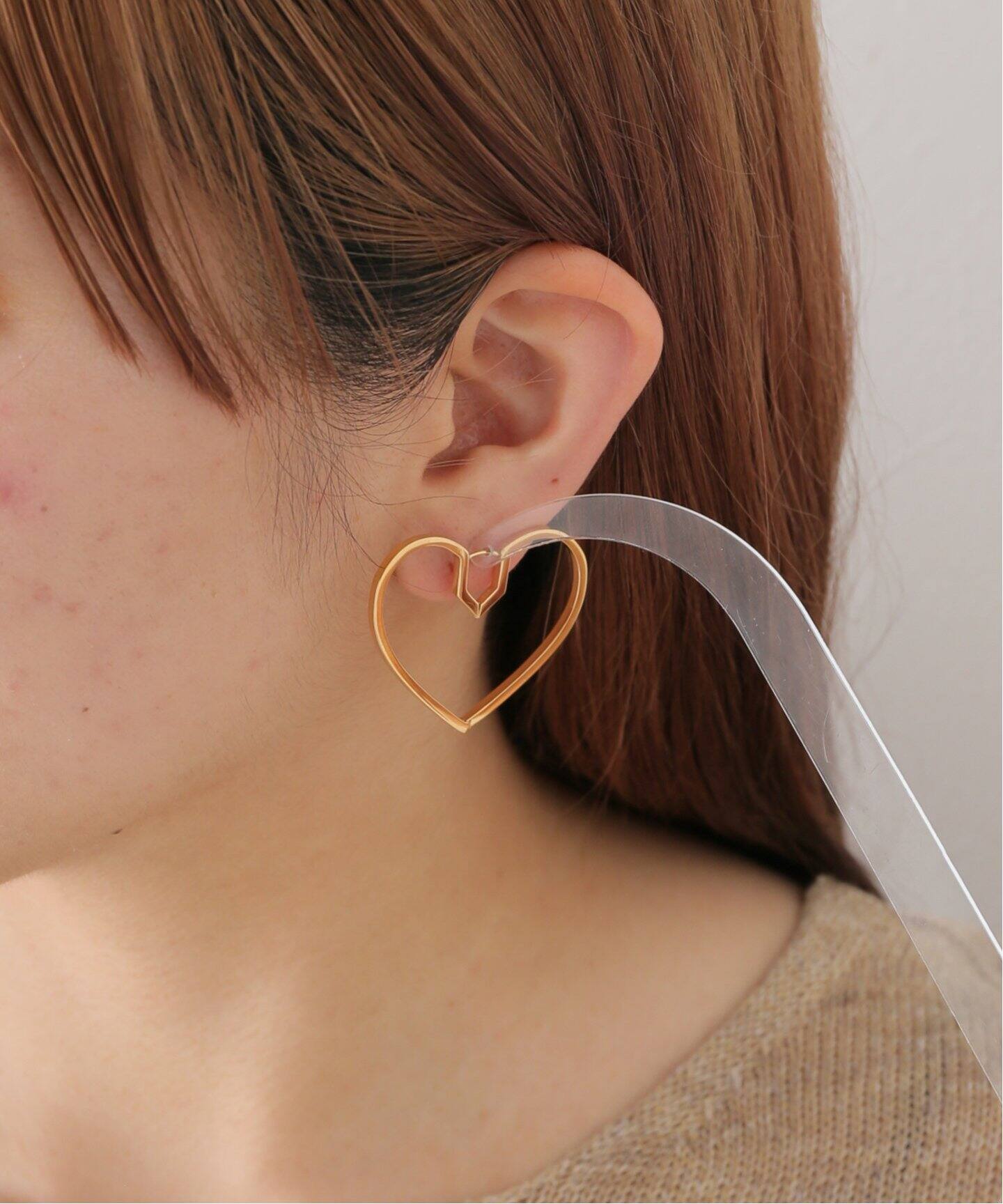 PLOW /プラウ】Hug Heart Hoop Pierce (L)（ピアス（両耳用 