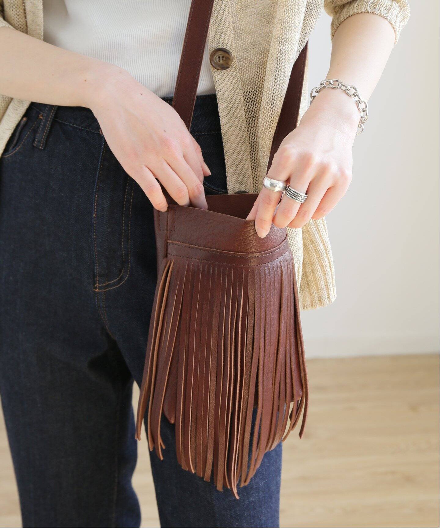 MASTER&Co./マスター&コー】栃木レザー FRINGE MINI POUCH（ショルダー 
