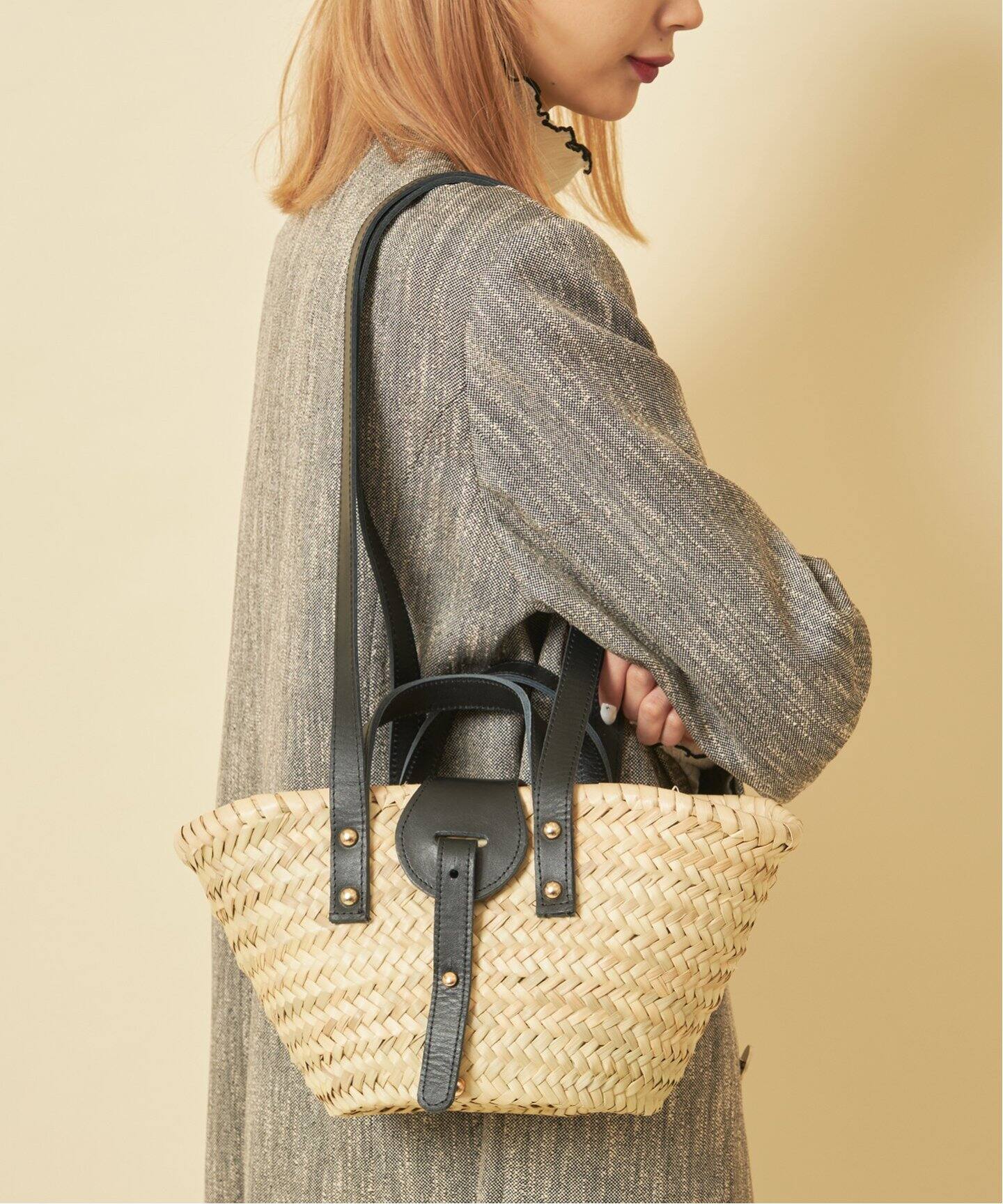 Fatima Morocco/ファティマ モロッコ】 2WAY レザーベルトバスケット  