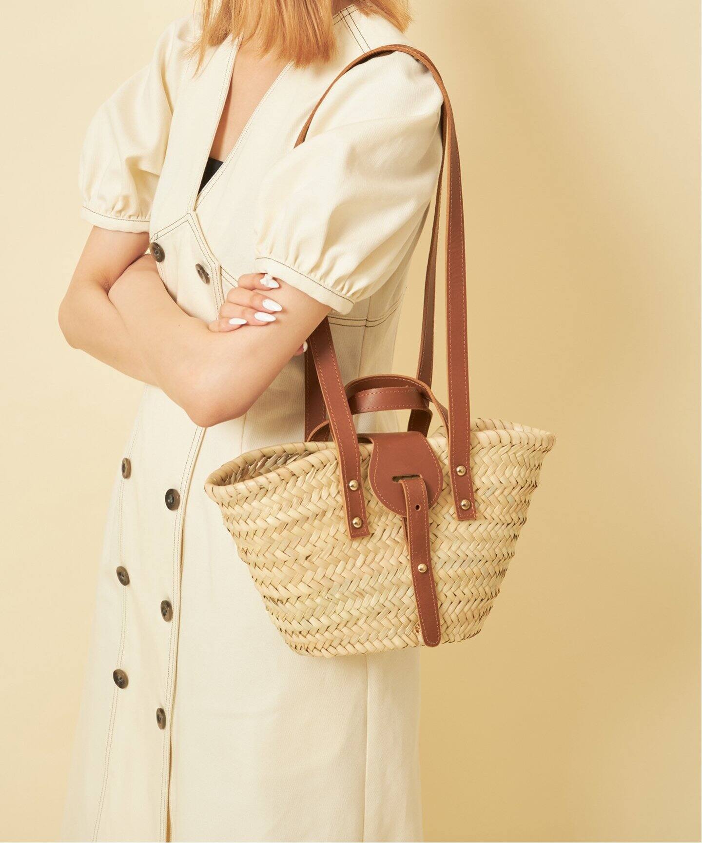 Fatima Morocco/ファティマ モロッコ】 2WAY レザーベルトバスケット  