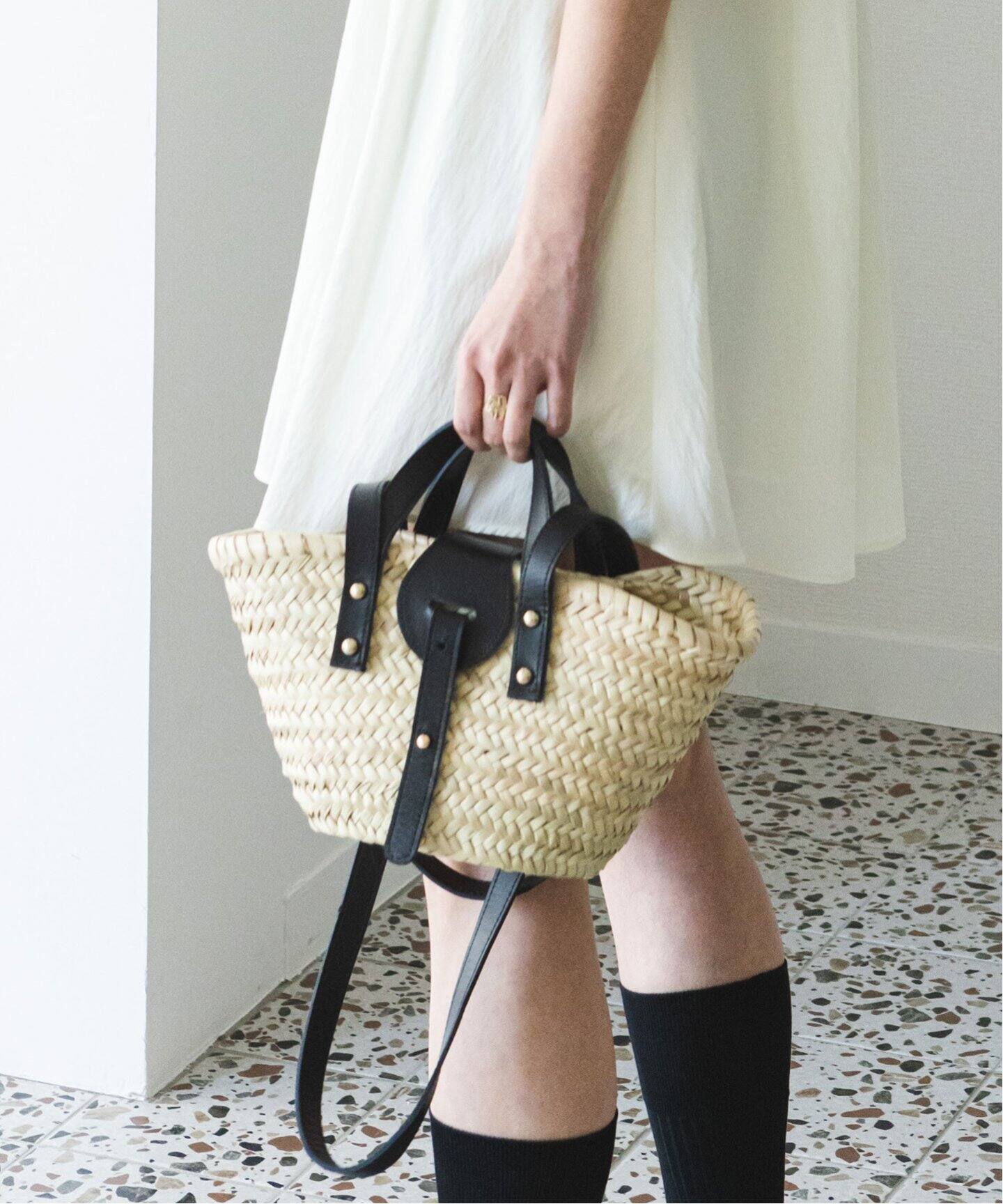 Fatima Morocco/ファティマ モロッコ】 2WAY レザーベルトバスケット  