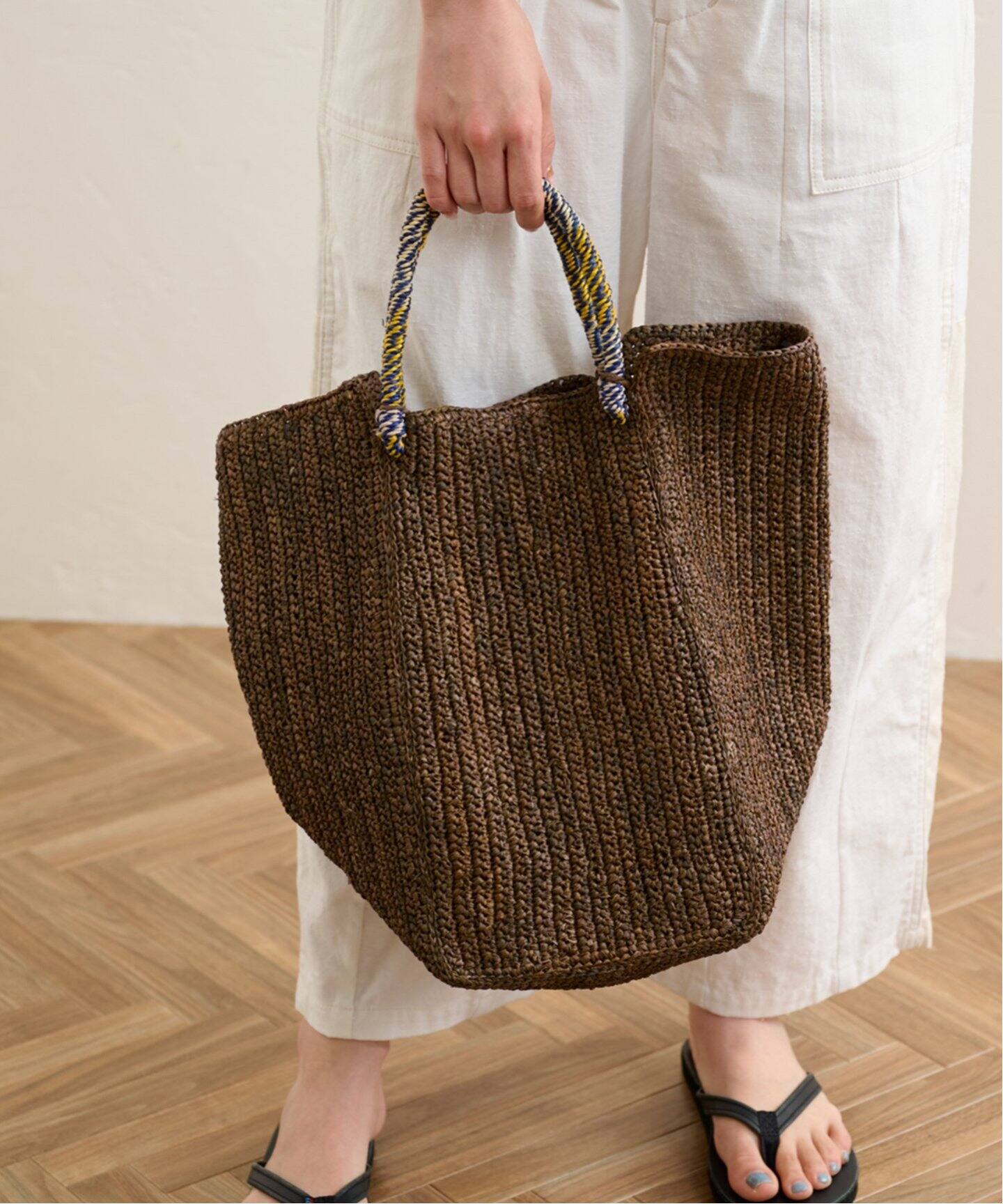 A POINT/アポワン】ラフィア ラウンドトート（トートバッグ  