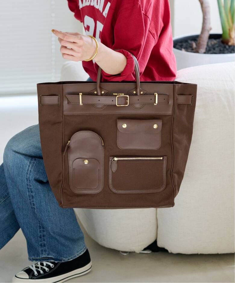 YOUNG&OLSEN/ヤングアンドオルセン】STEAMERS CANVAS POCKET TOTE 