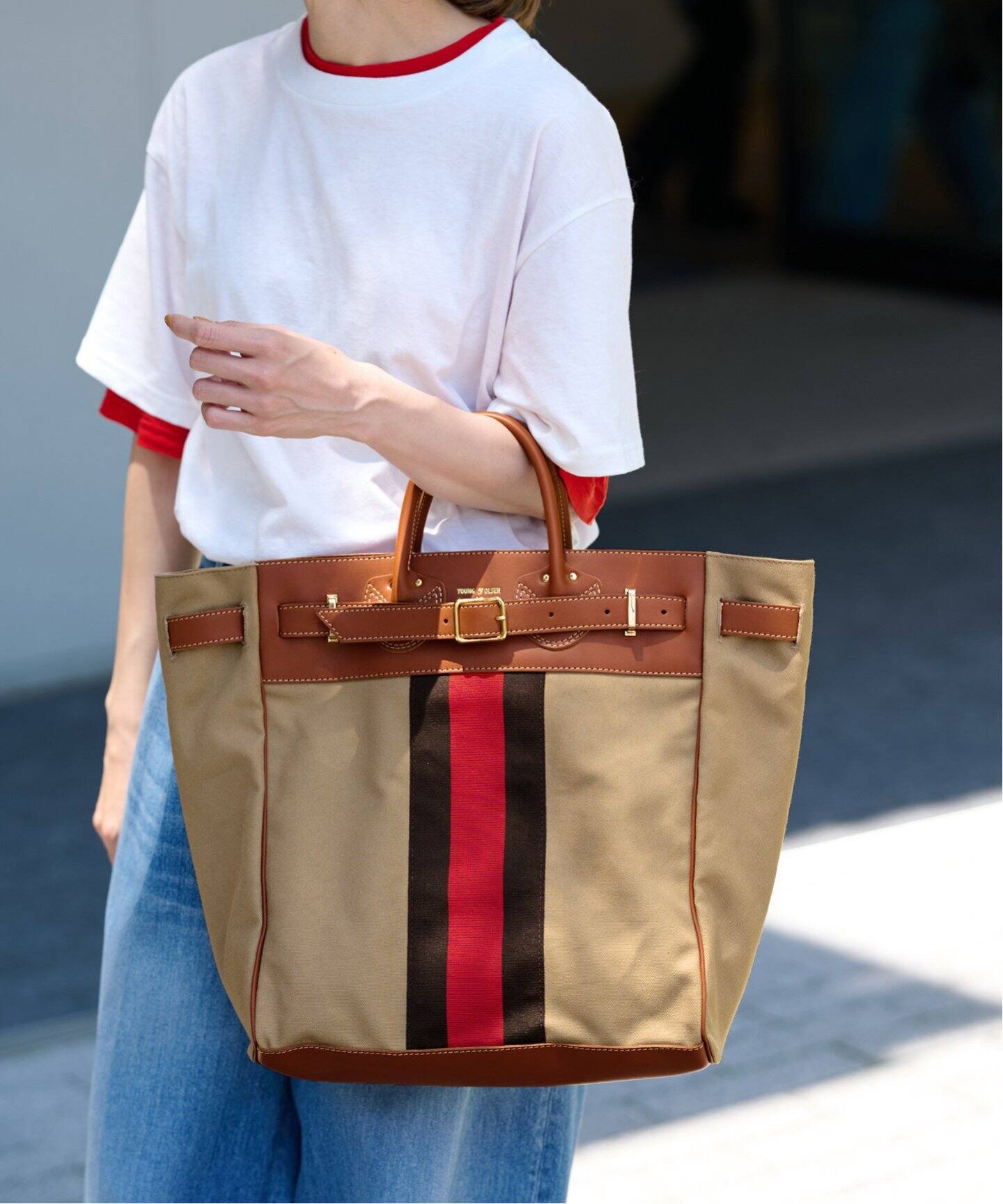 YOUNG&OLSEN/ヤングアンドオルセン】別注ラインテープ TOTE（トート  