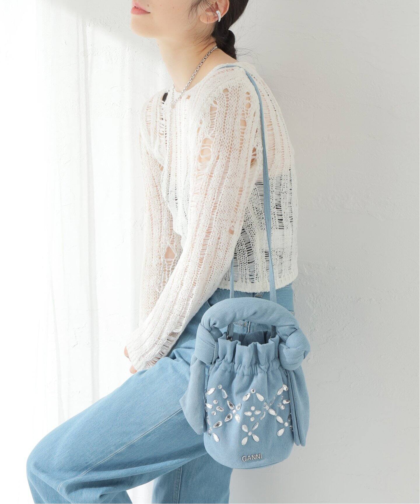 GANNI / ガニー】Occasion Top Handle Bag Embellishm：バッグ 