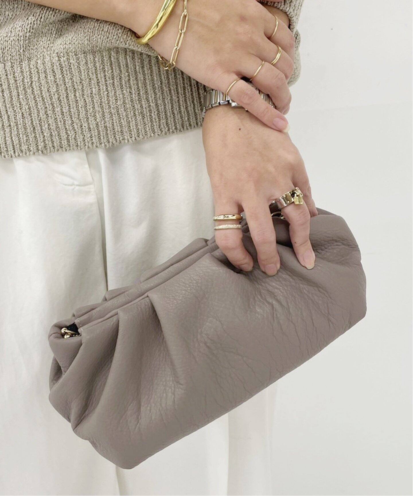 BRENTELLA/ブレンテッラ】GATHER CHAIN SMALL バッグ（クラッチバッグ 