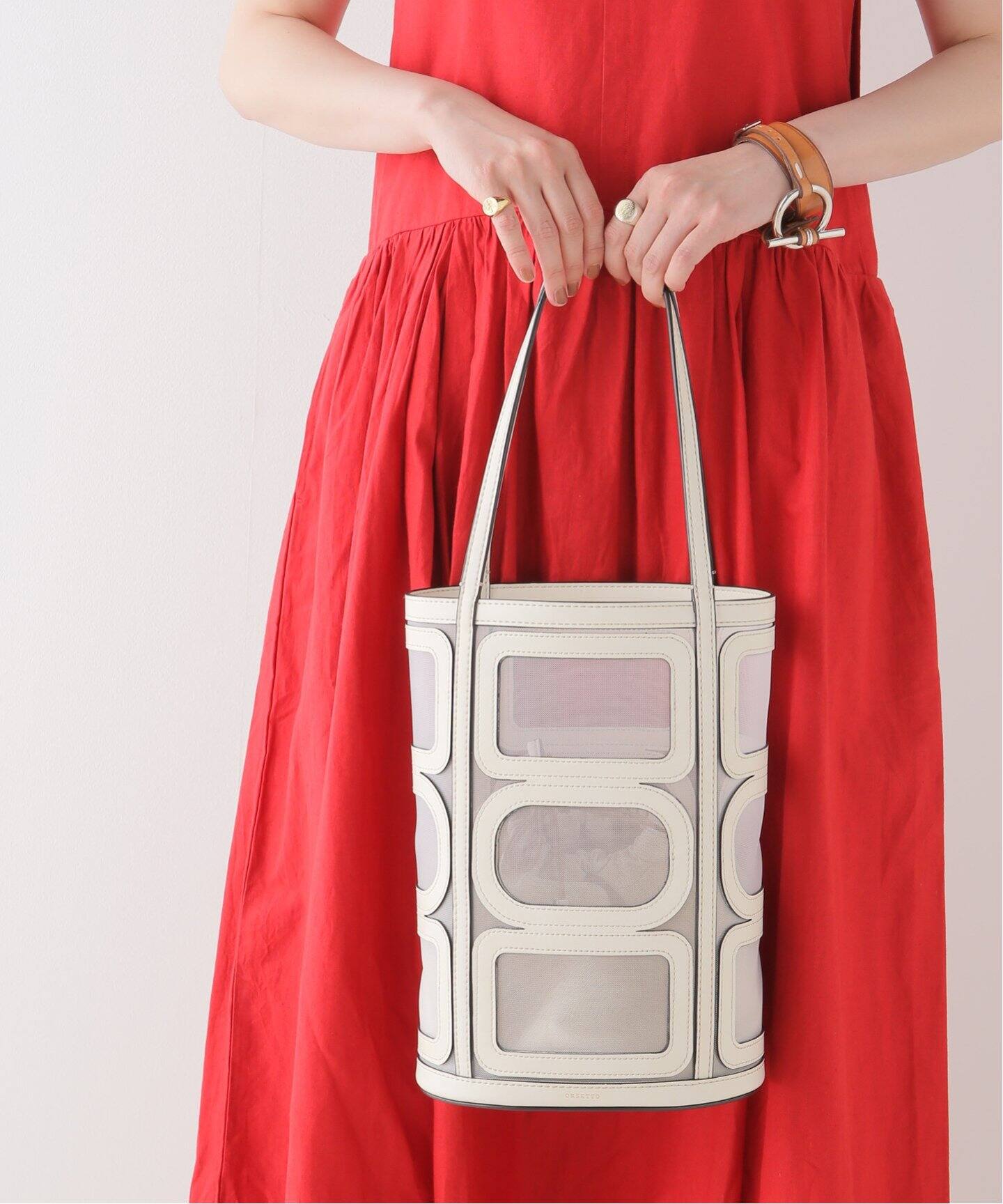 ORSETTO/TULLE BUCKET BAG ホワイト