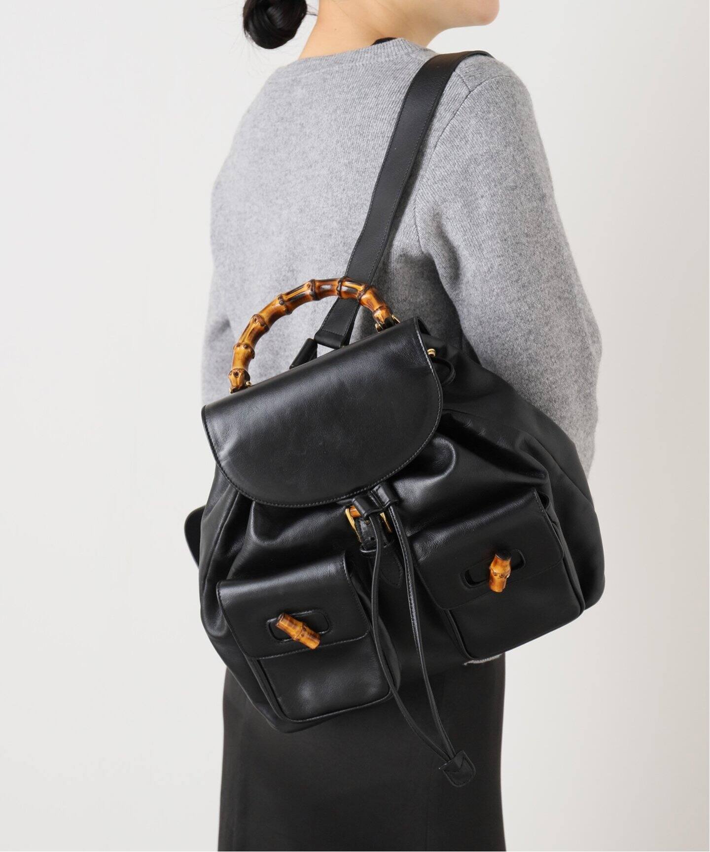 VINTAGE GUCCI/グッチ】Bamboo Backpack m（バックパック／リュック  