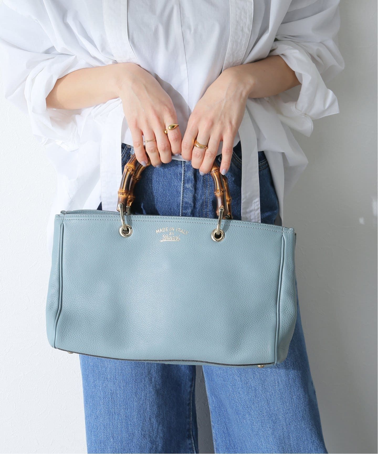 GUCCI】BAMBOO SHOPPER ブルー GUCCI】BAMBOO SHOPPER ブルー