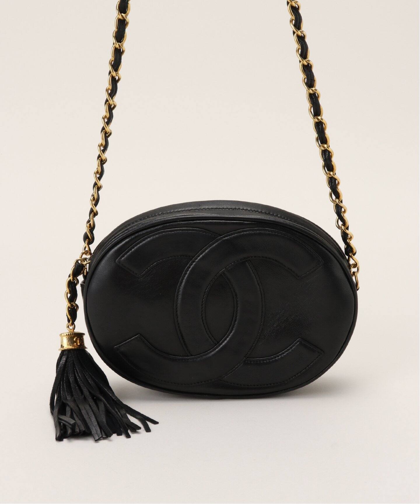 オイルレザー♡タッセルかごバッグ【オーバル/BELT/黒】 （2wayミニ  