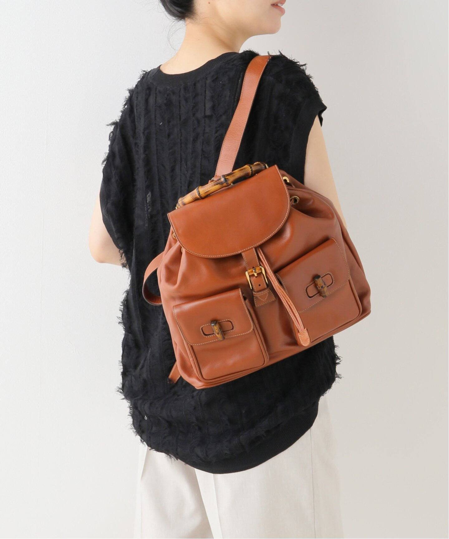 VINTAGE GUCCI/グッチ】Bamboo Backpack m（バックパック／リュック 