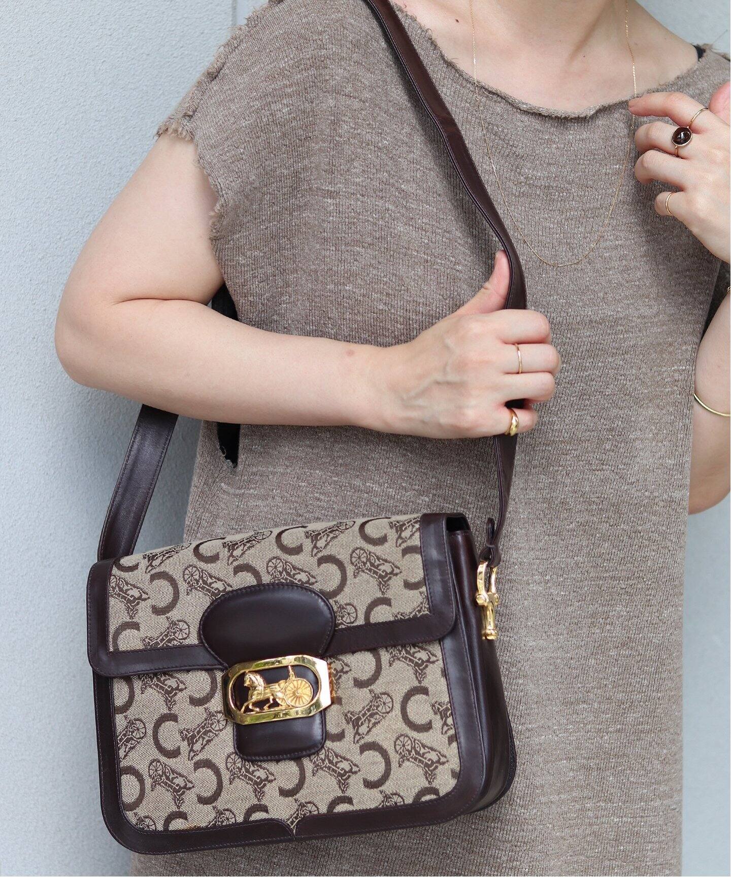 VINTAGE CELINE/セリーヌ】Cマカダムショルダーバッグ（ショルダー  