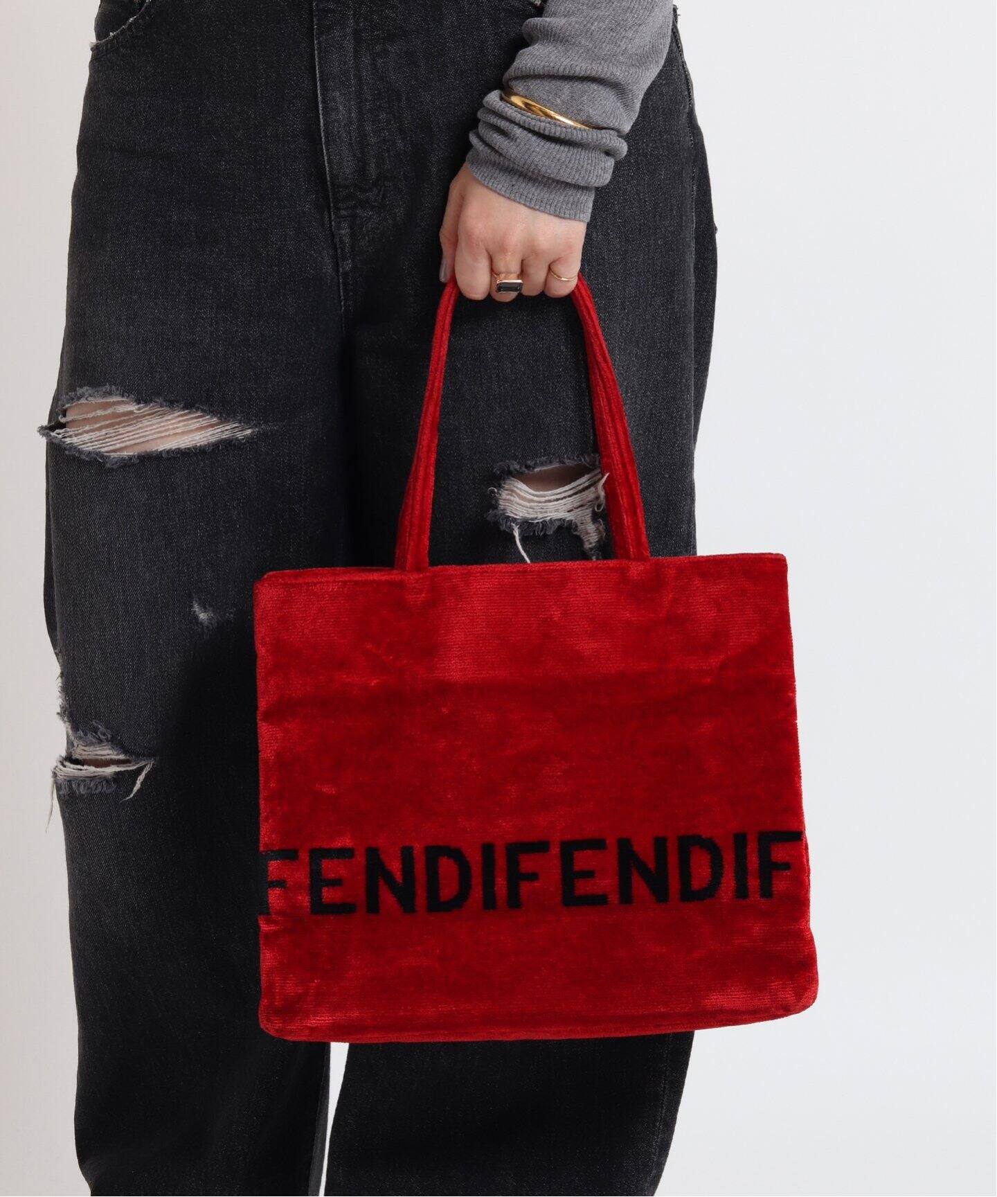 VINTAGE FENDI/フェンディ】ベロアロゴトートバッグ（トートバッグ  