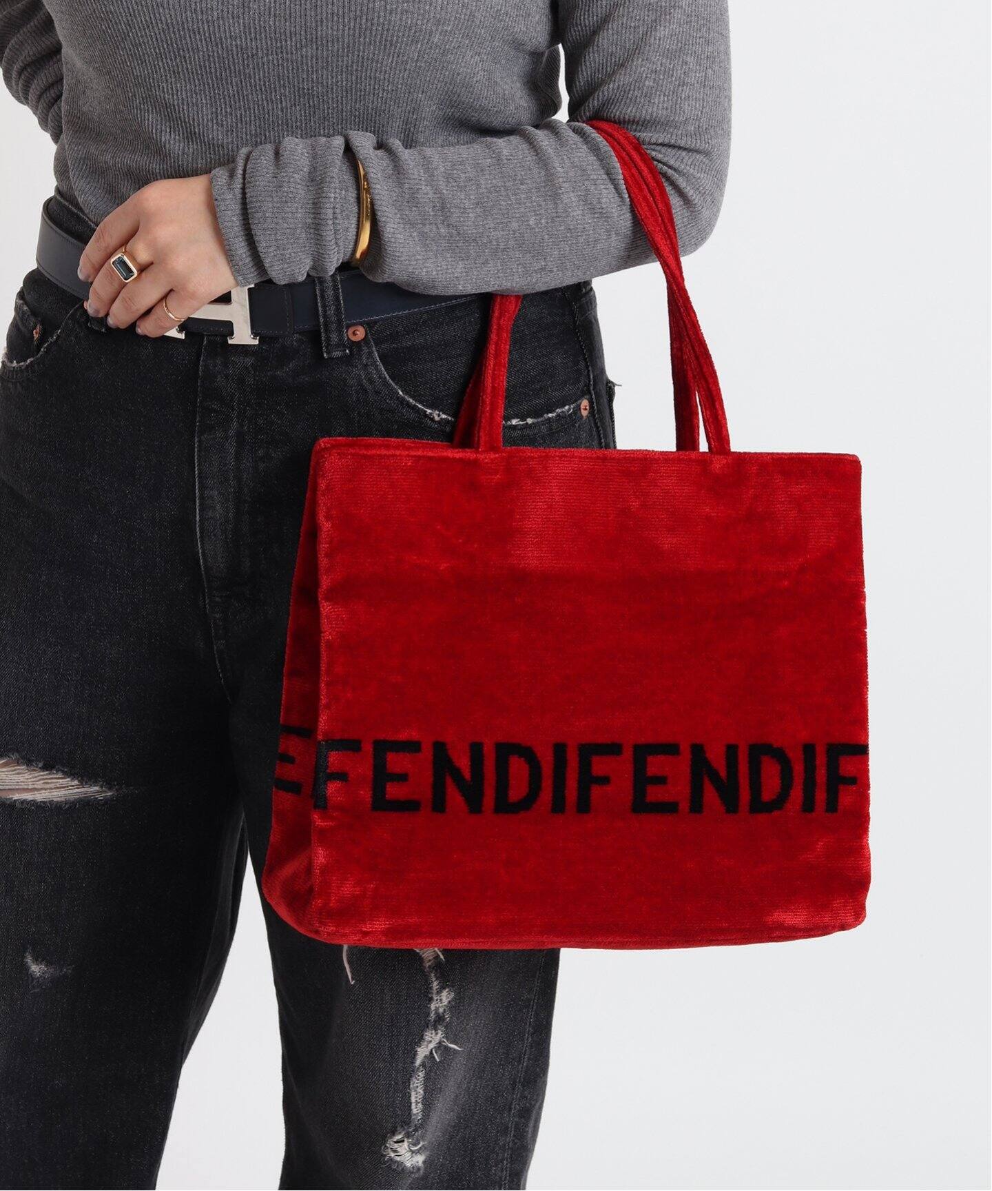 VINTAGE FENDI/フェンディ】ベロアロゴトートバッグ（トートバッグ  