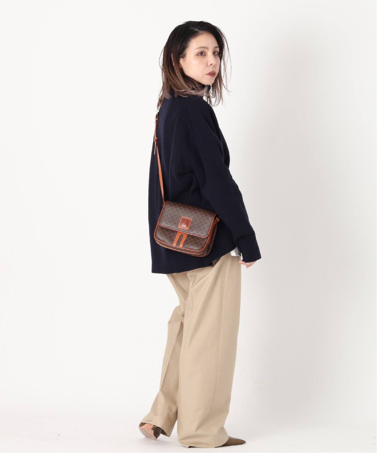 OLD CELINE オールドセリーヌ マカダム柄ショルダーバッグ PVC
