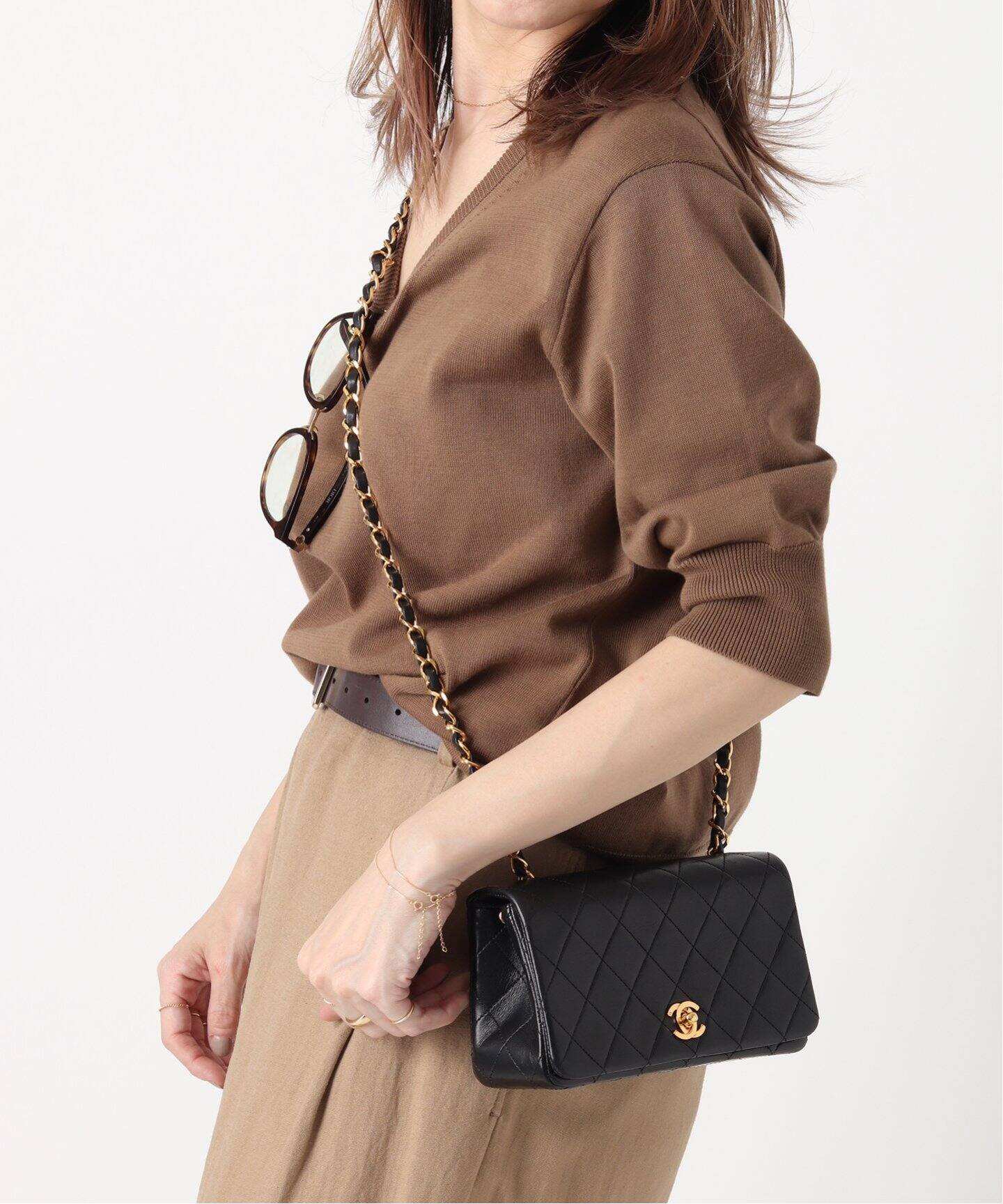 VINTAGE CHANEL/シャネル】 マトラッセチェーンショルダーバッグ f19  