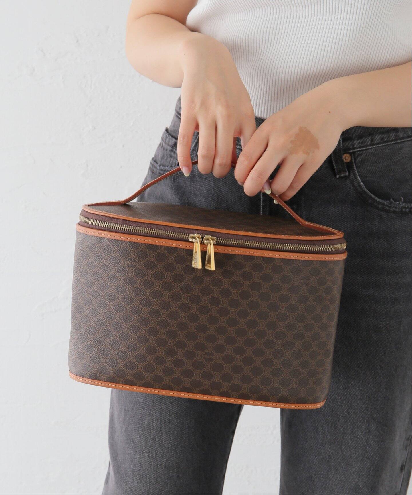 VINTAGE CELINE/セリーヌ】マカダム バニティバッグ（ハンドバッグ 