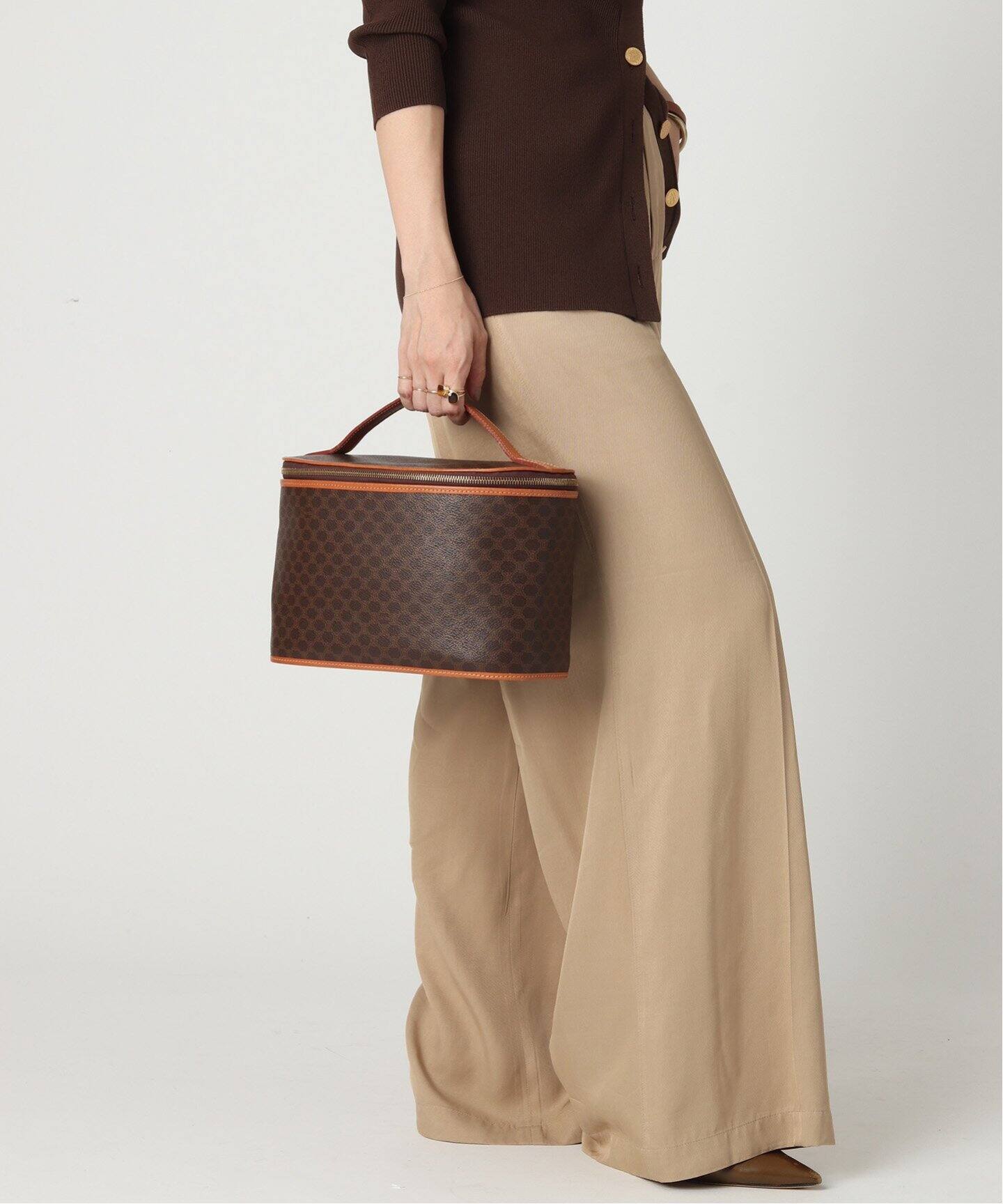 VINTAGE CELINE/セリーヌ】マカダム バニティバッグ（ハンドバッグ  