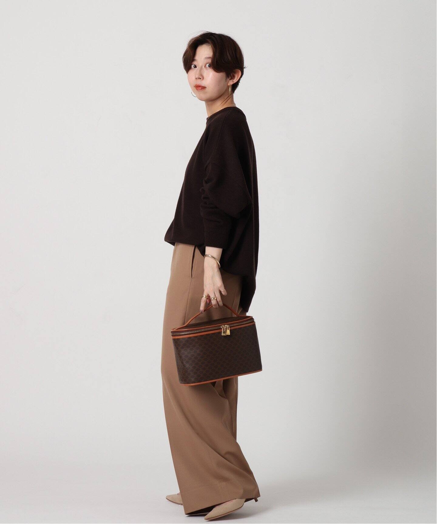 VINTAGE CELINE/セリーヌ】マカダム バニティバッグ（ハンドバッグ 
